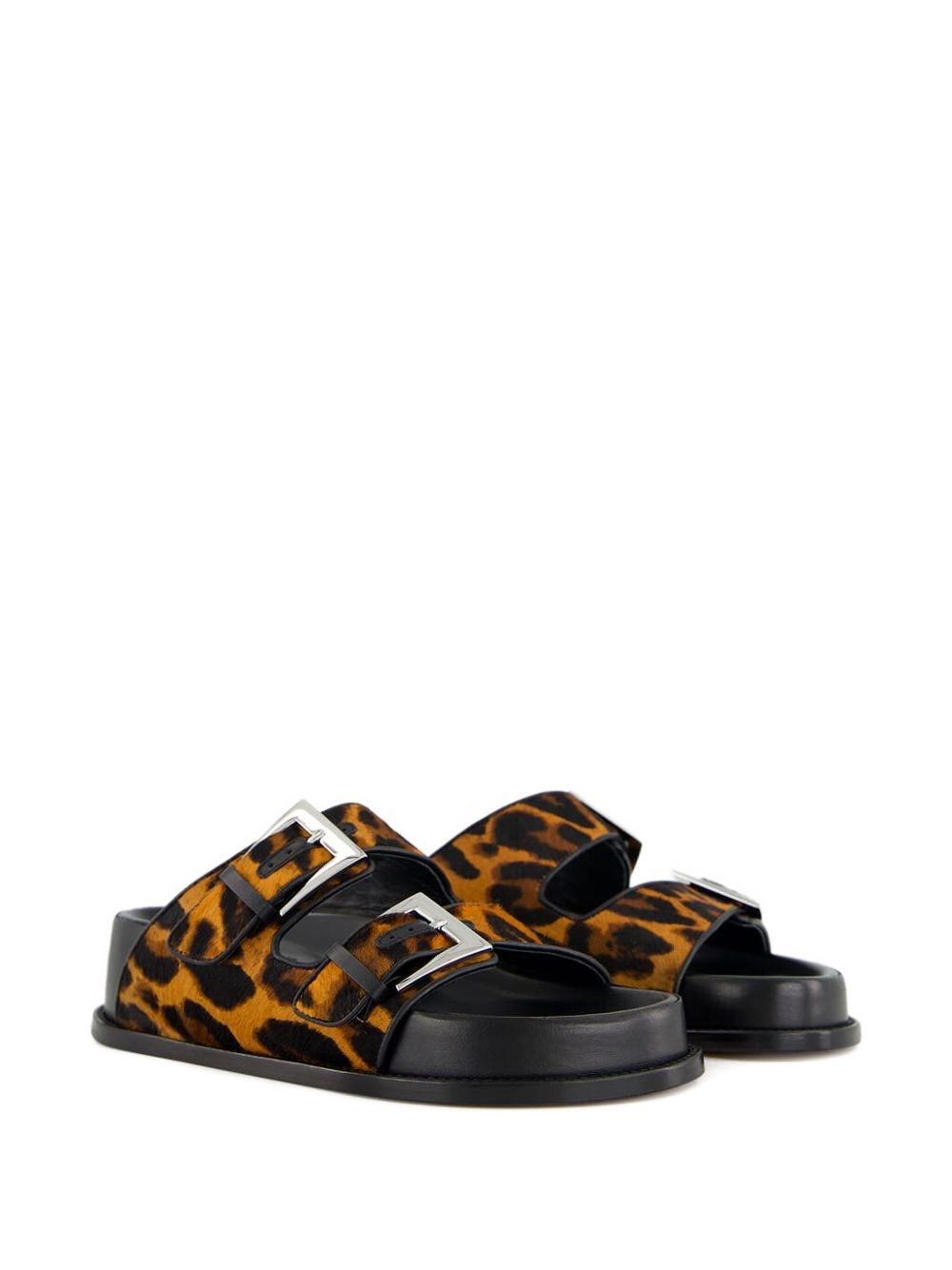 leopard-print flat sandals - 3