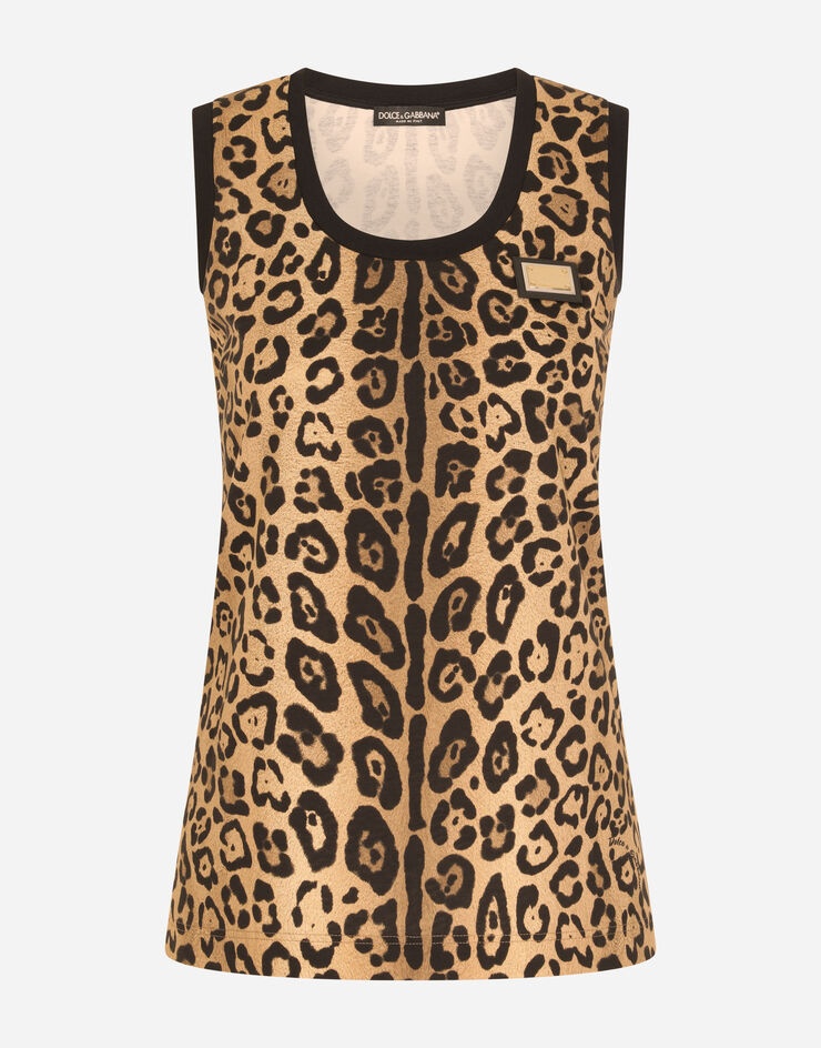 Leopard-print jersey tank top - 3