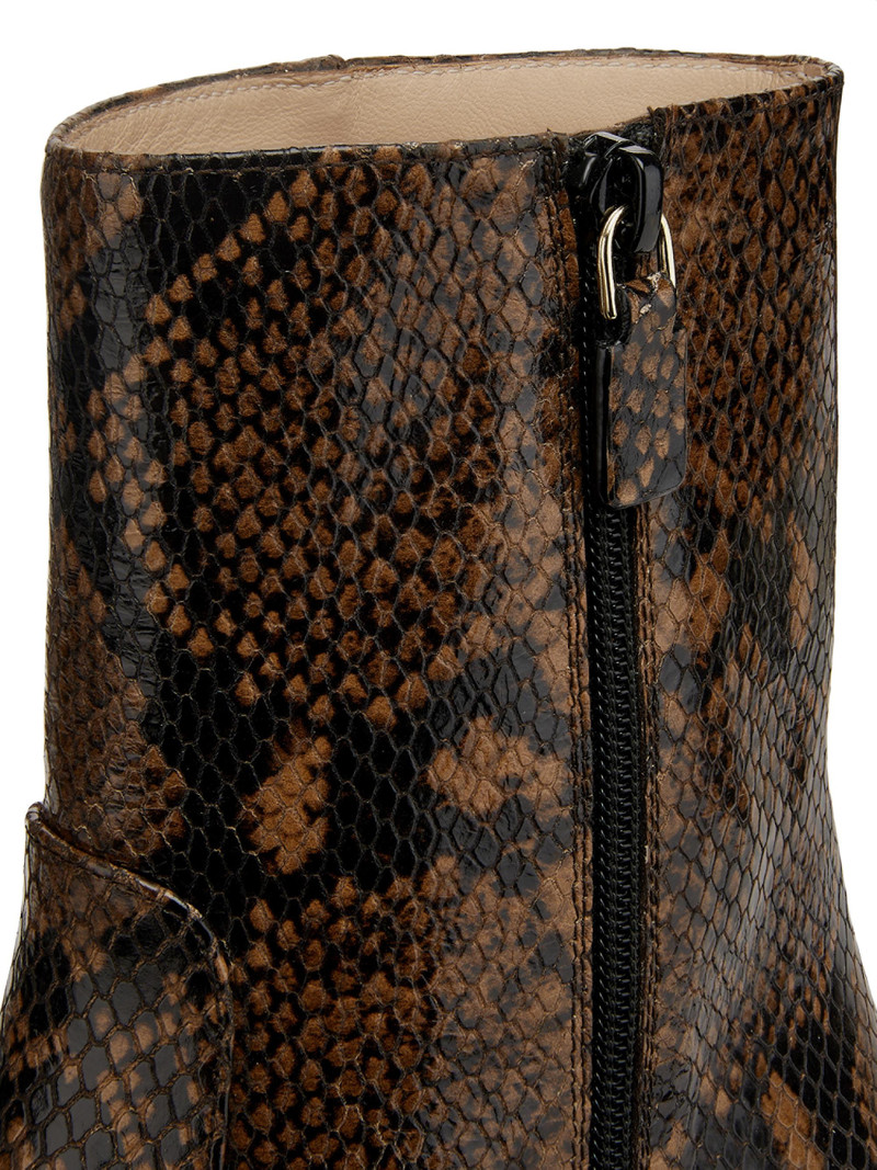 Women's Stassi 50MM Snake-Embossed Leather Ankle Boots - Espresso 6