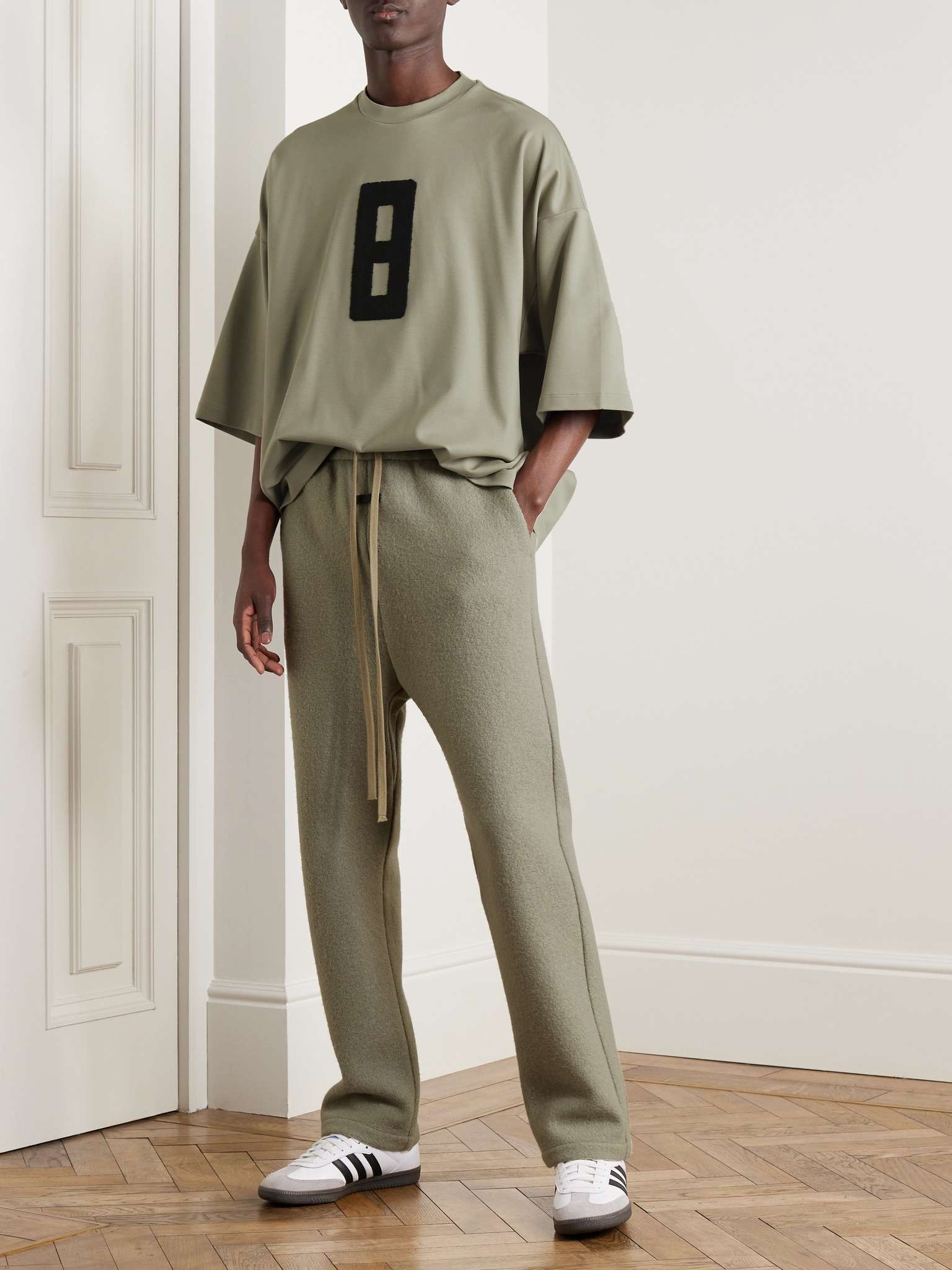 Straight-Leg Logo-Appliquéd Wool-Fleece Trousers - 2