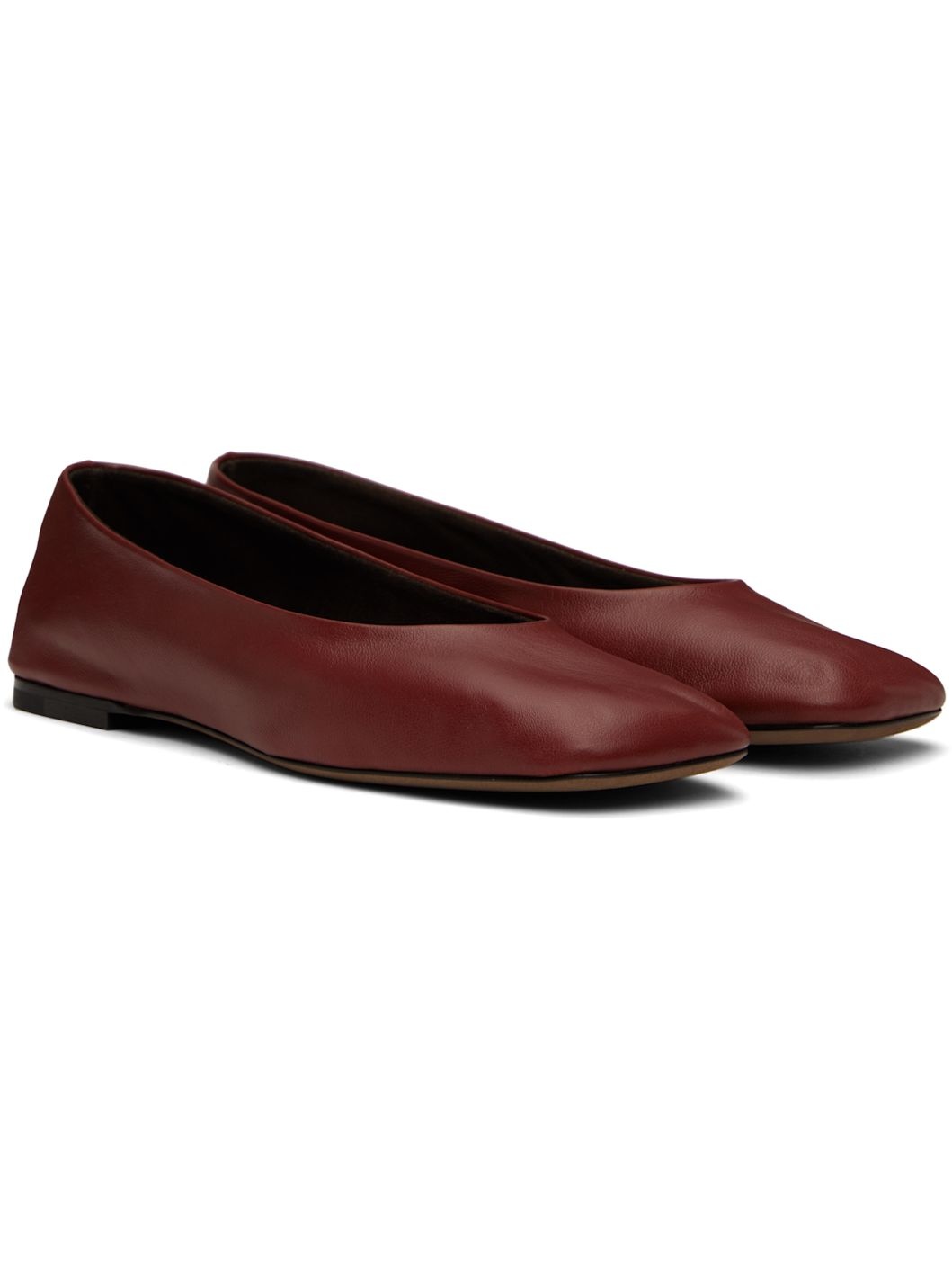 Burgundy Square Ballerina Flats - 4