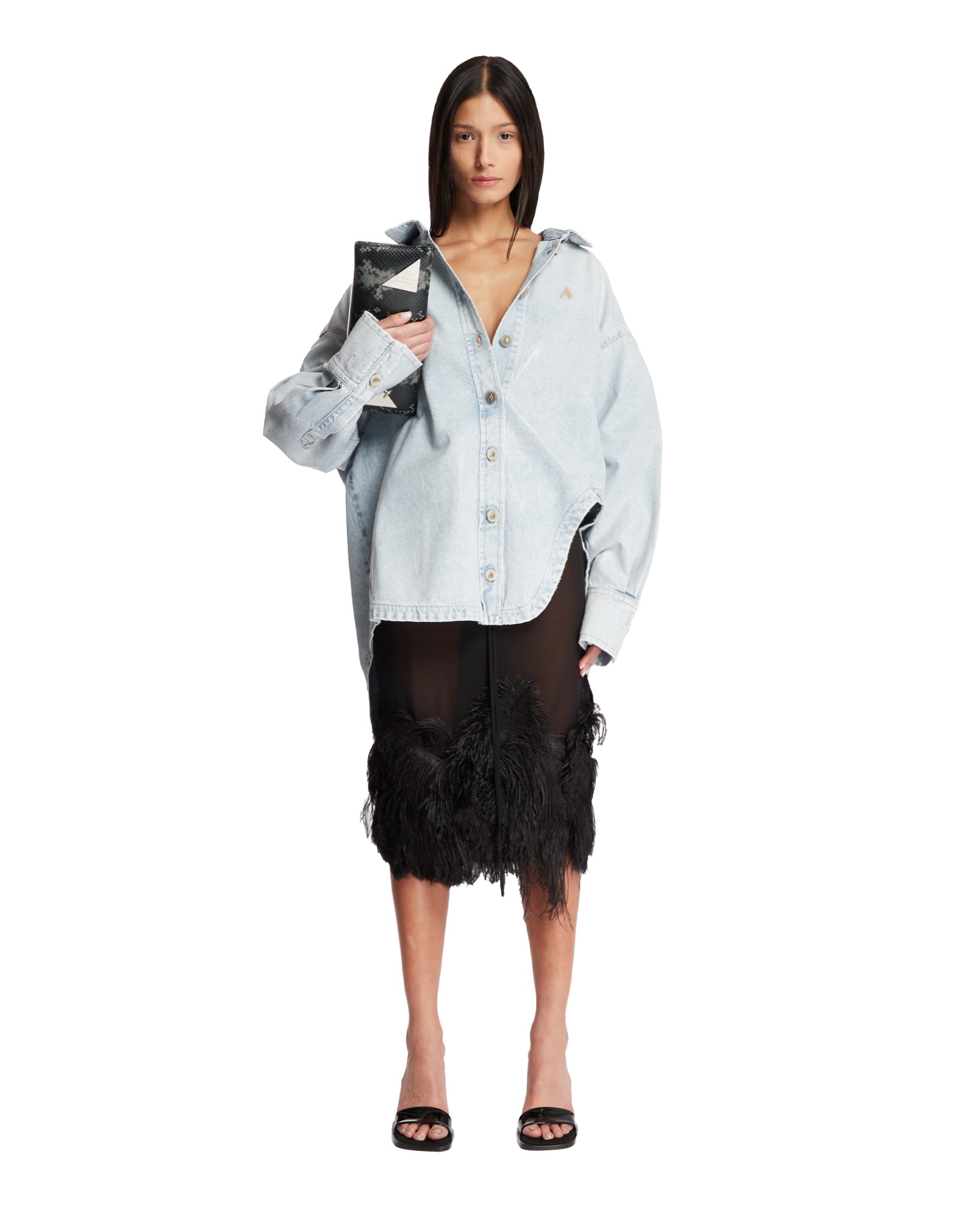 THE ATTICO MIDI SKIRT BLACK | REVERSIBLE