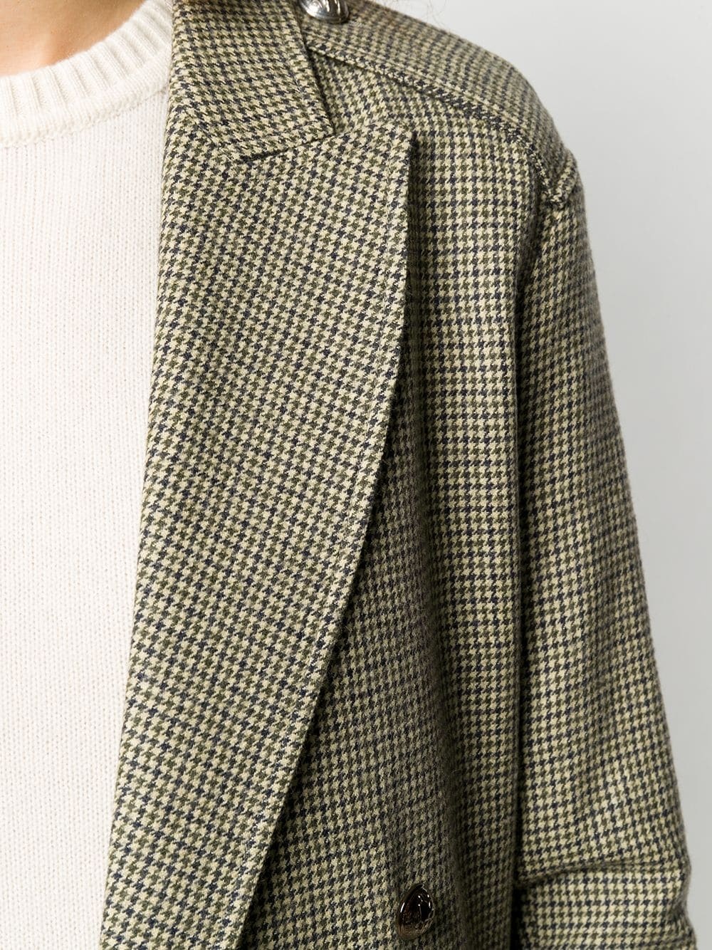 houndstooth pattern double-breasted coat - 5