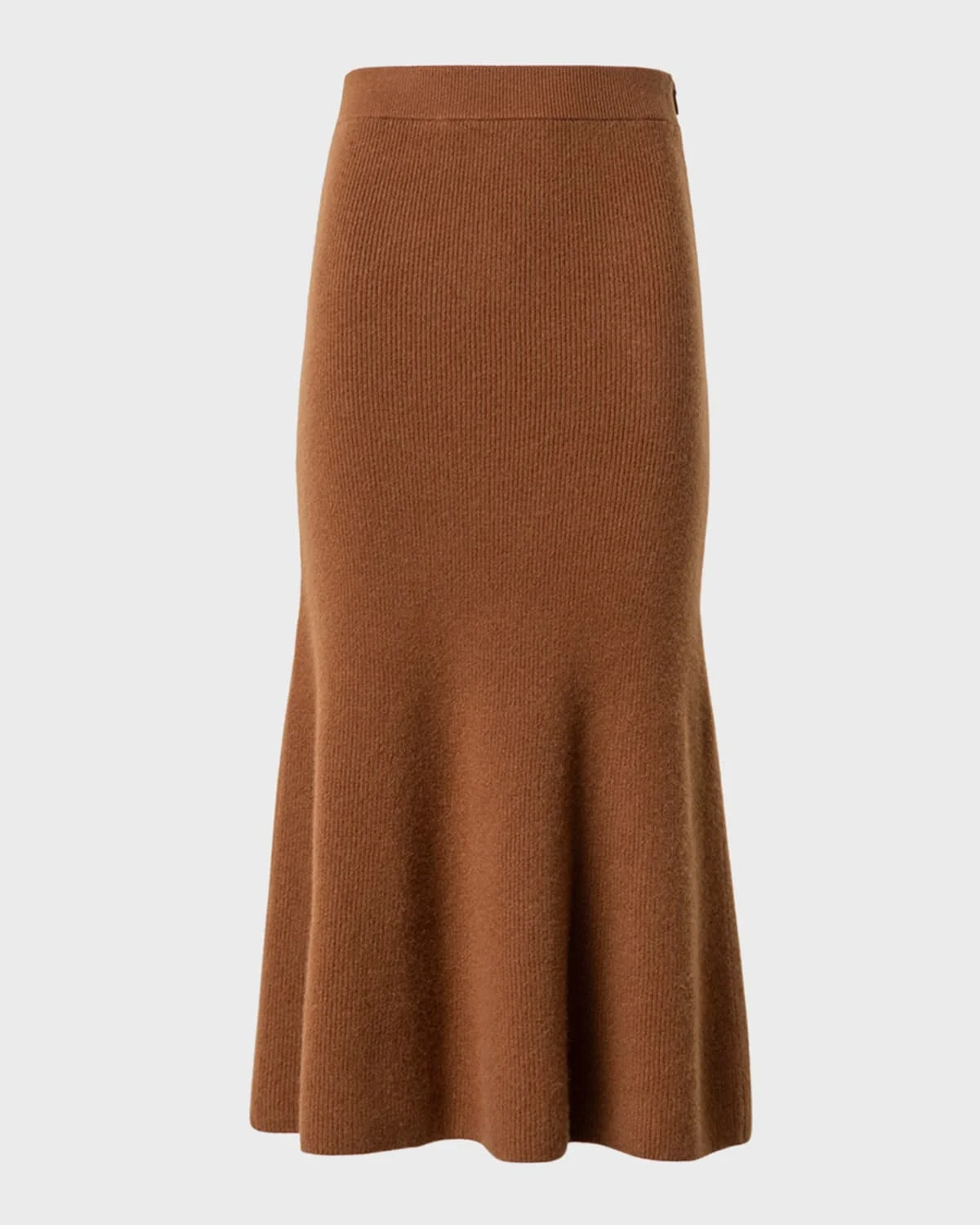 Ribbed Cashmere Godet Midi Skirt - 1
