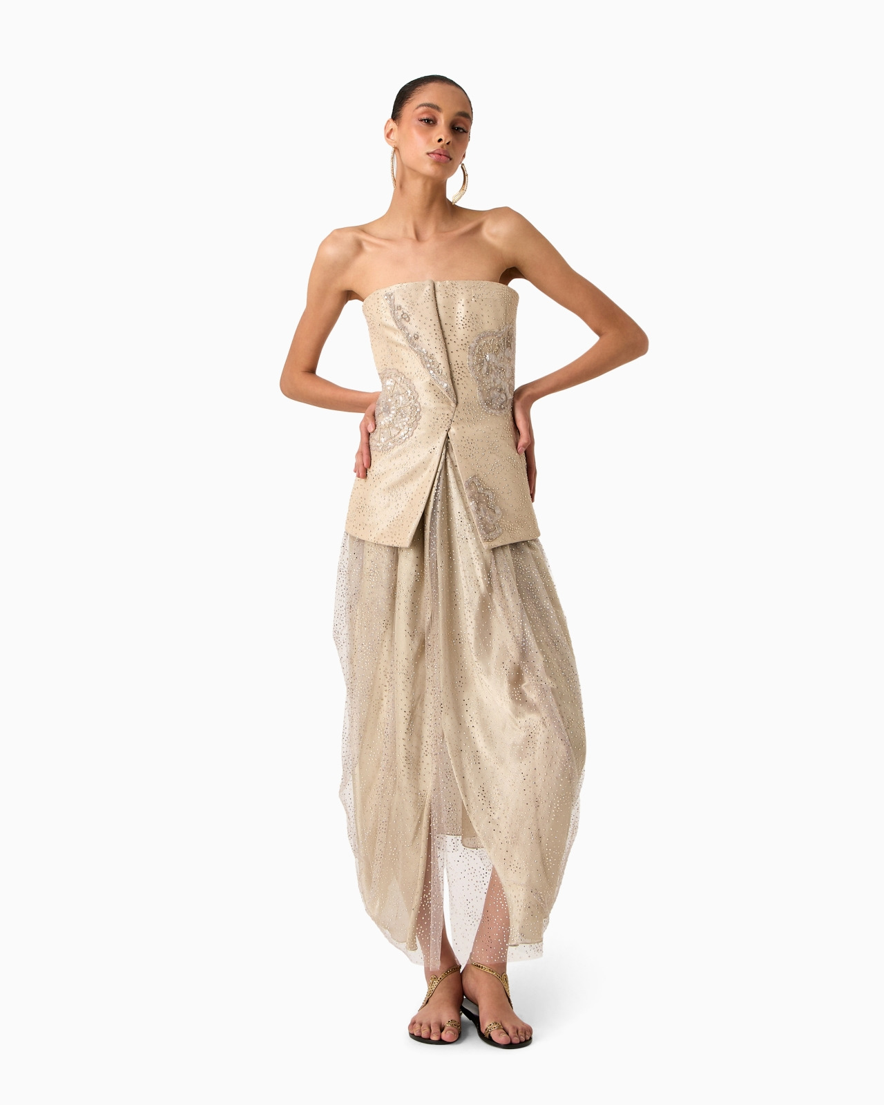 EMBROIDERED LONG BUSTIER TOP - 4