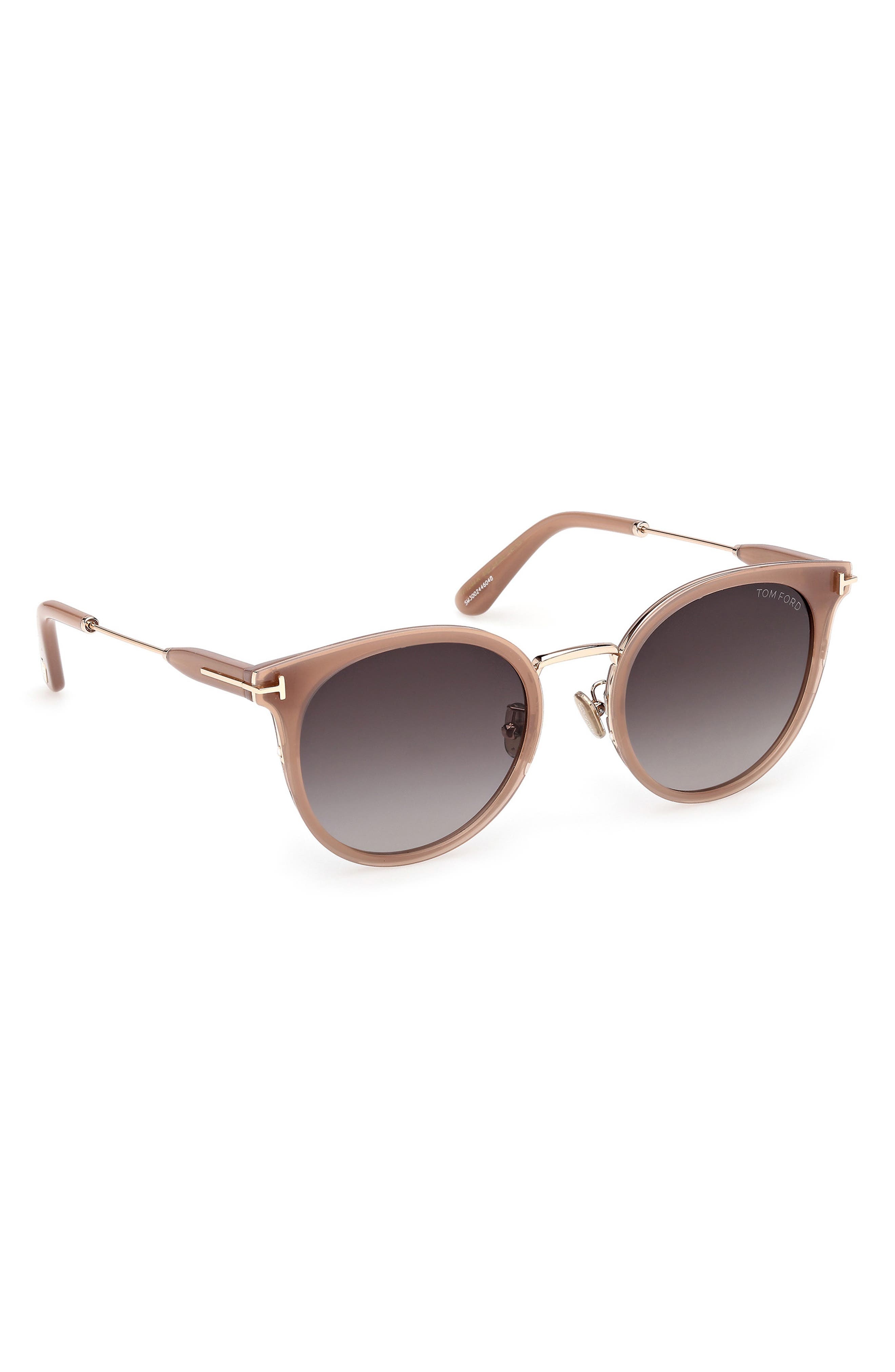 TOM FORD 54mm Round Sunglasses in Beige Rose Gold /Grad Smoke at Nordstrom - 6