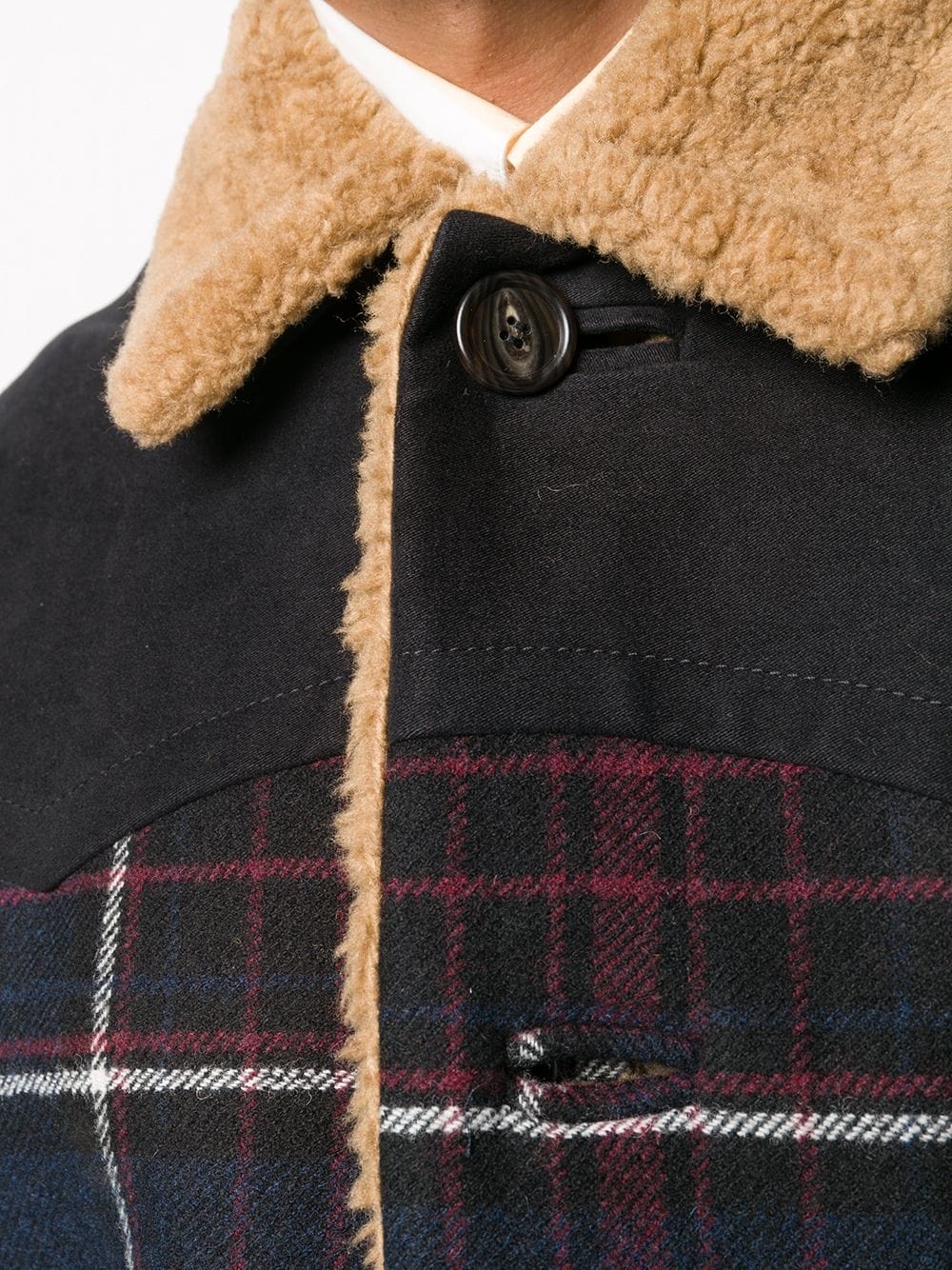 checked shearling jacket - 5