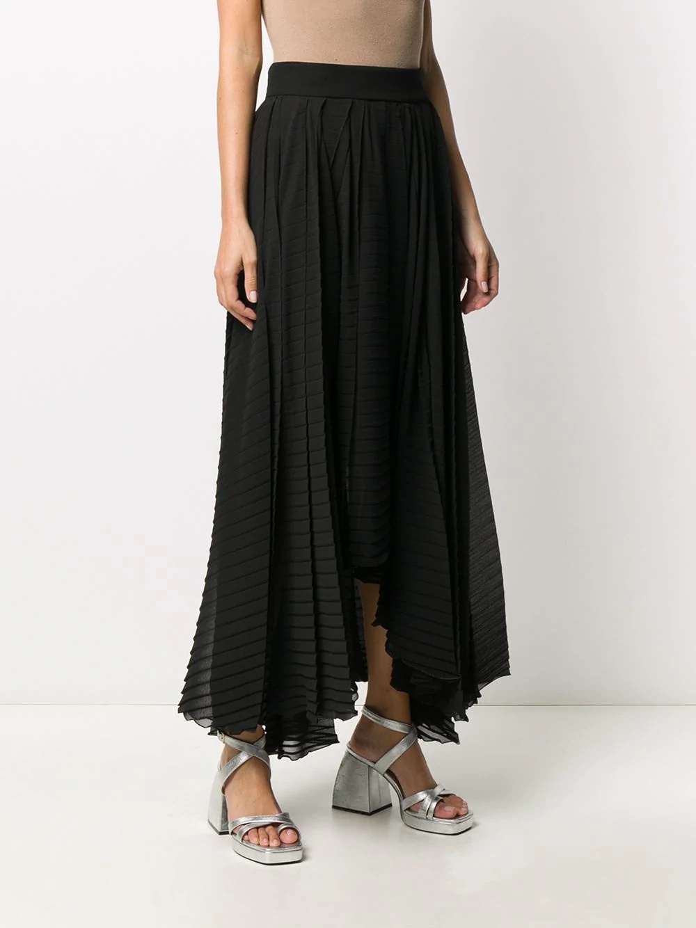 handkerchief-hem pleated skirt - 3