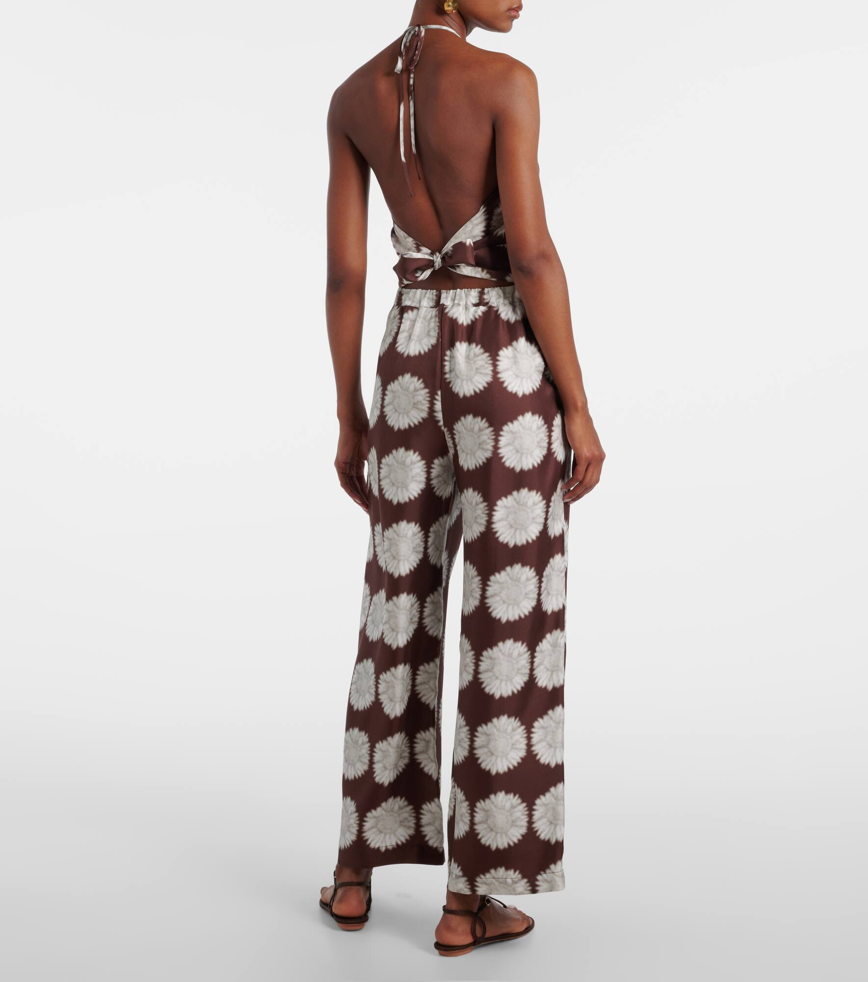 Isola floral silk twill wide-leg pants - 3