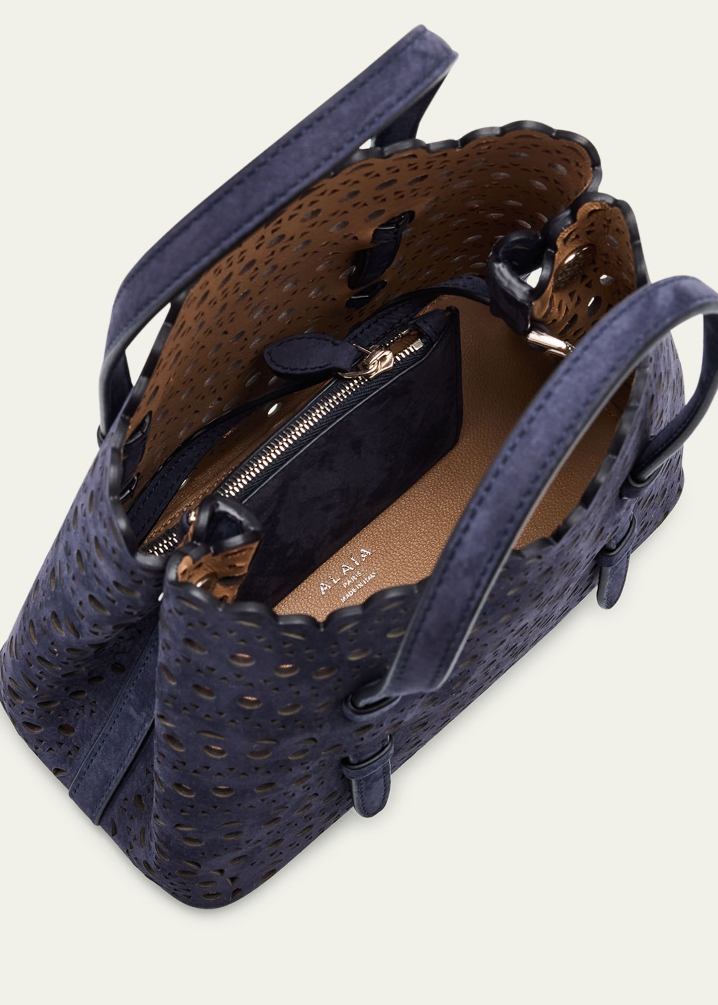 Mina 20 Top-Handle Bag in Perforated Suede - 4