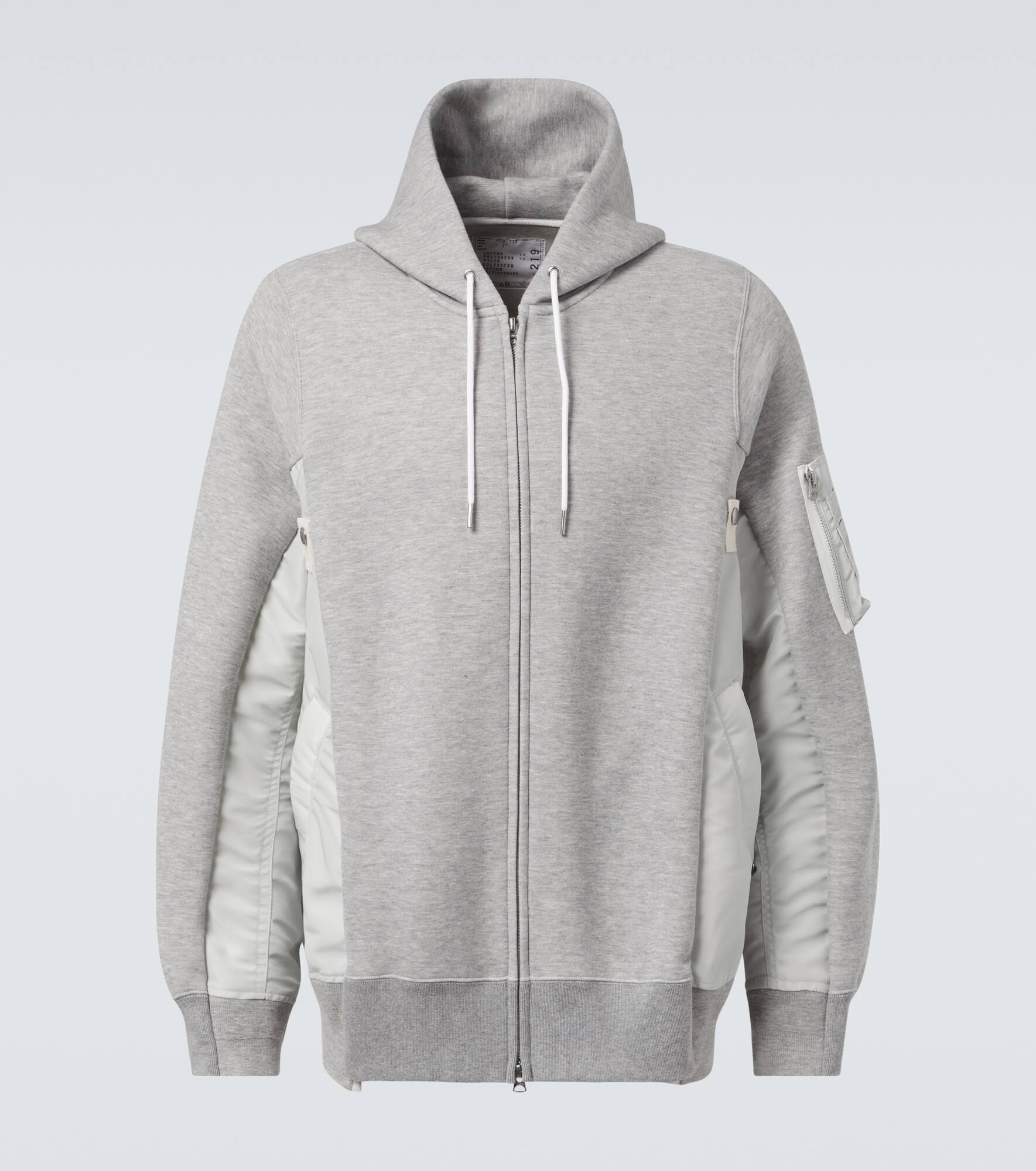 Cotton jersey and technical twill hoodie - 1