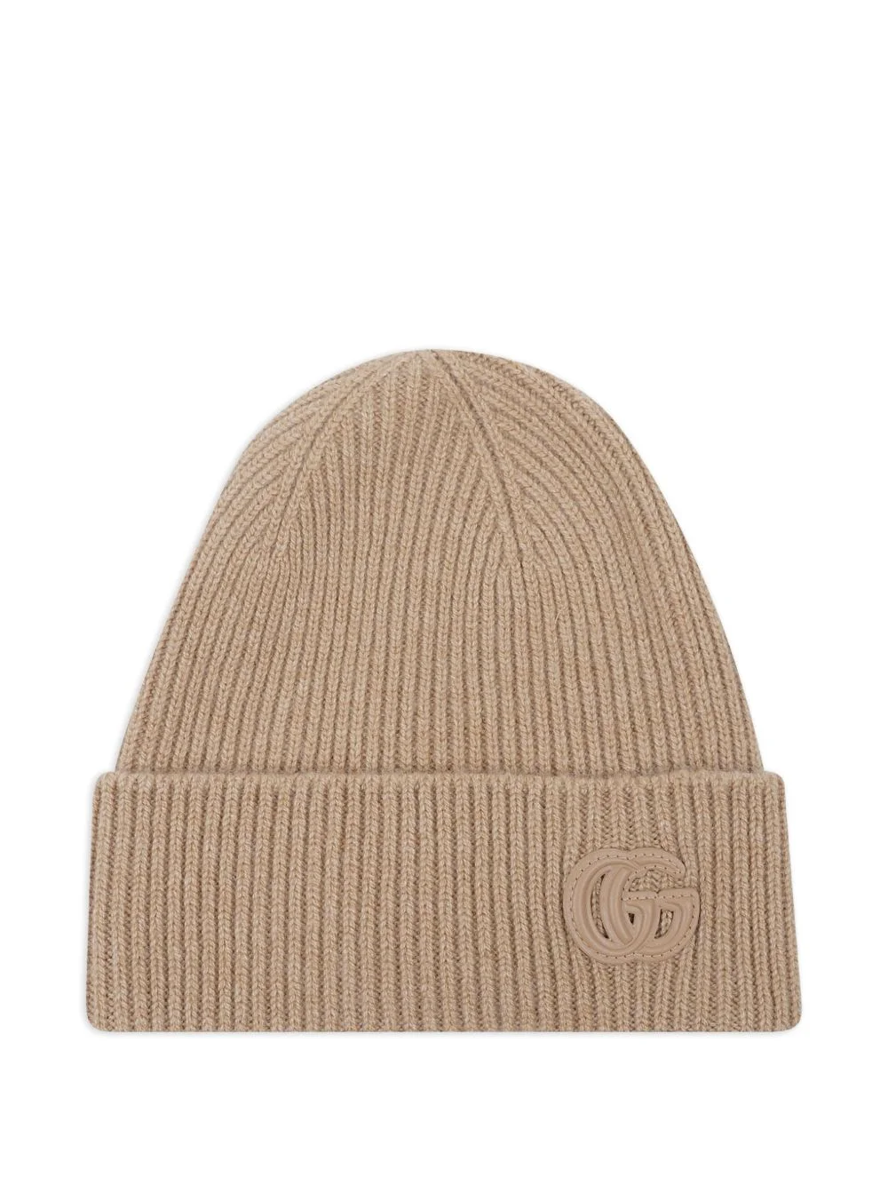 Double G-patch ribbed beanie hat - 1