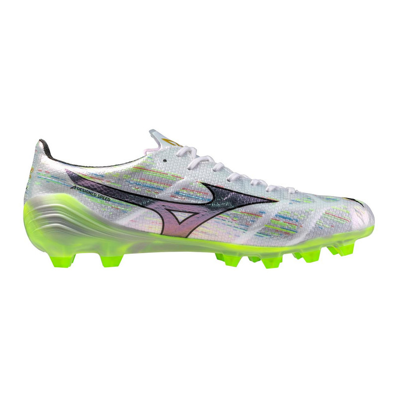 Mizuno Alpha II Elite FG Firm Ground Soccer Cleat, White/Neon Green 3