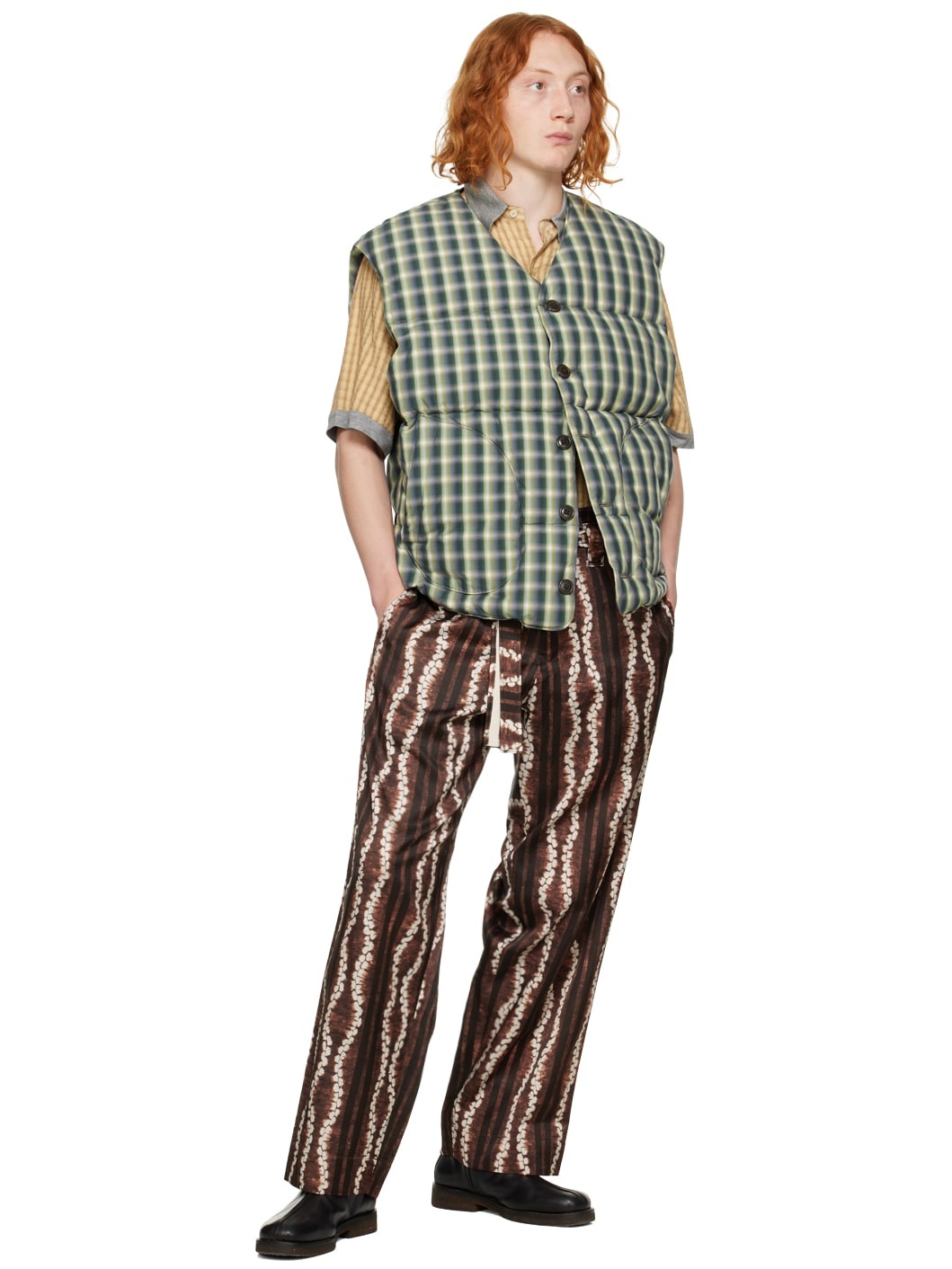 Brown & White Roketsu-Dyed Trousers - 4