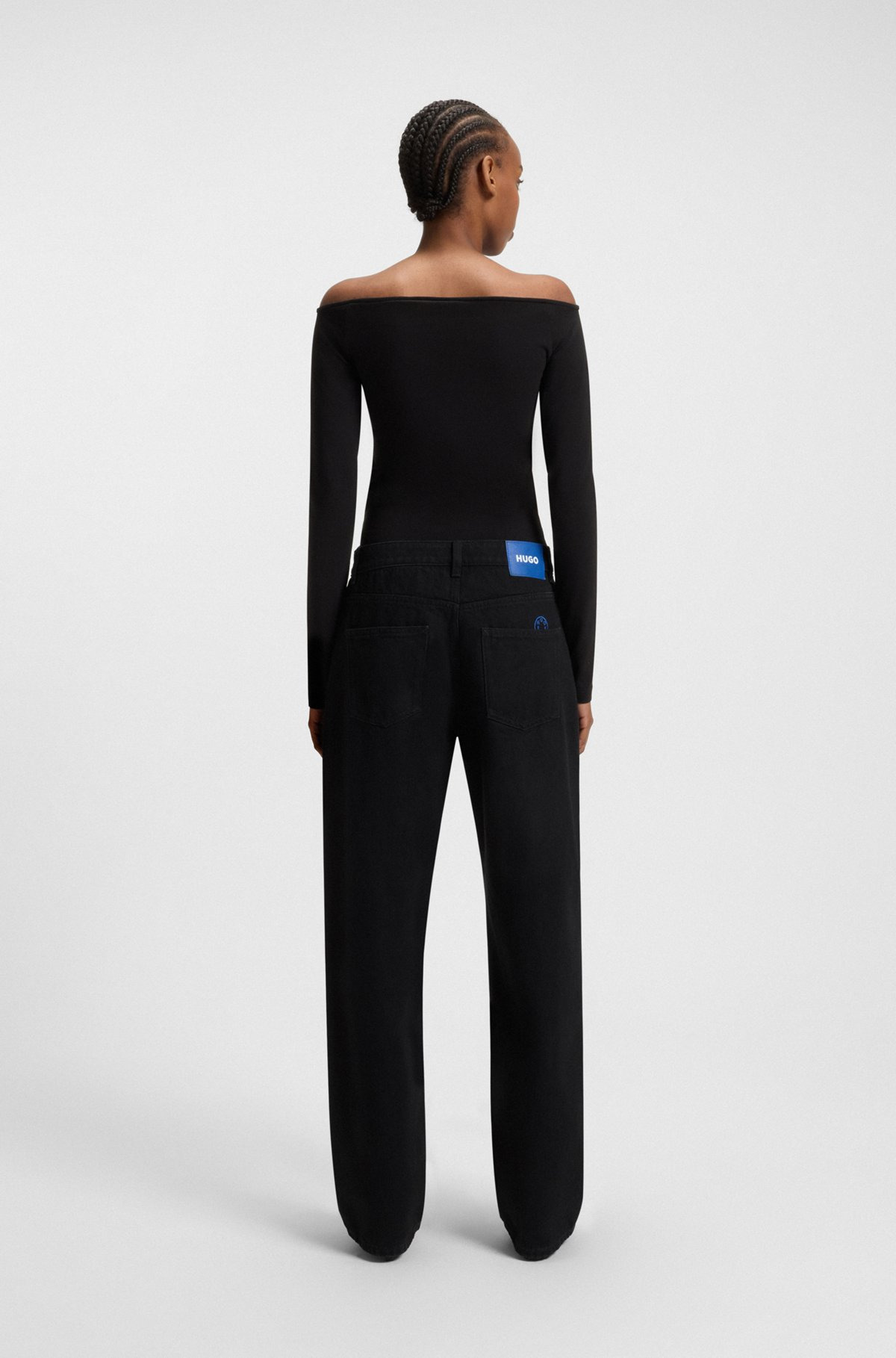 SLIM-FIT JEANS IN BLACK STRETCH DENIM - 4