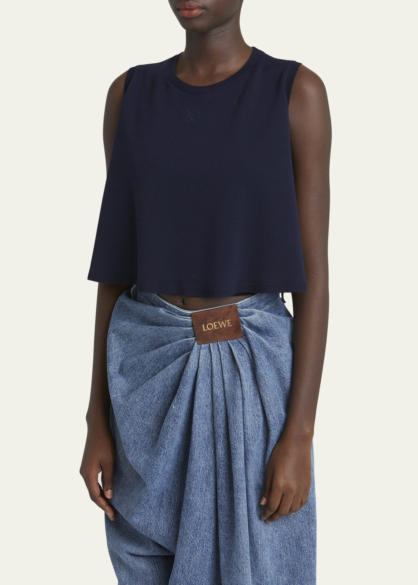 Double-Layer Anagram Sleeveless Wool Sweater - 4