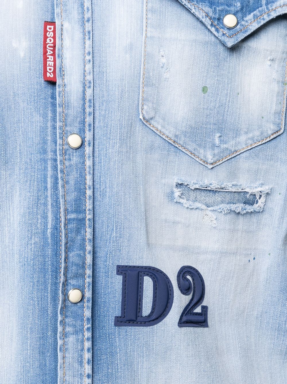 distressed denim shirt - 5