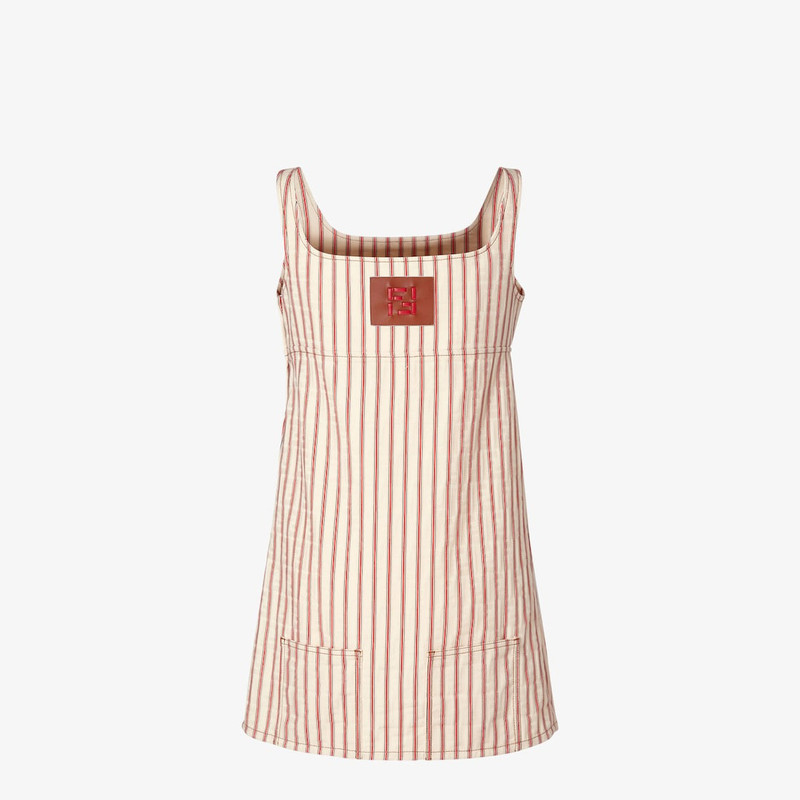 Dress Beige FF denim dress with red stripes 2