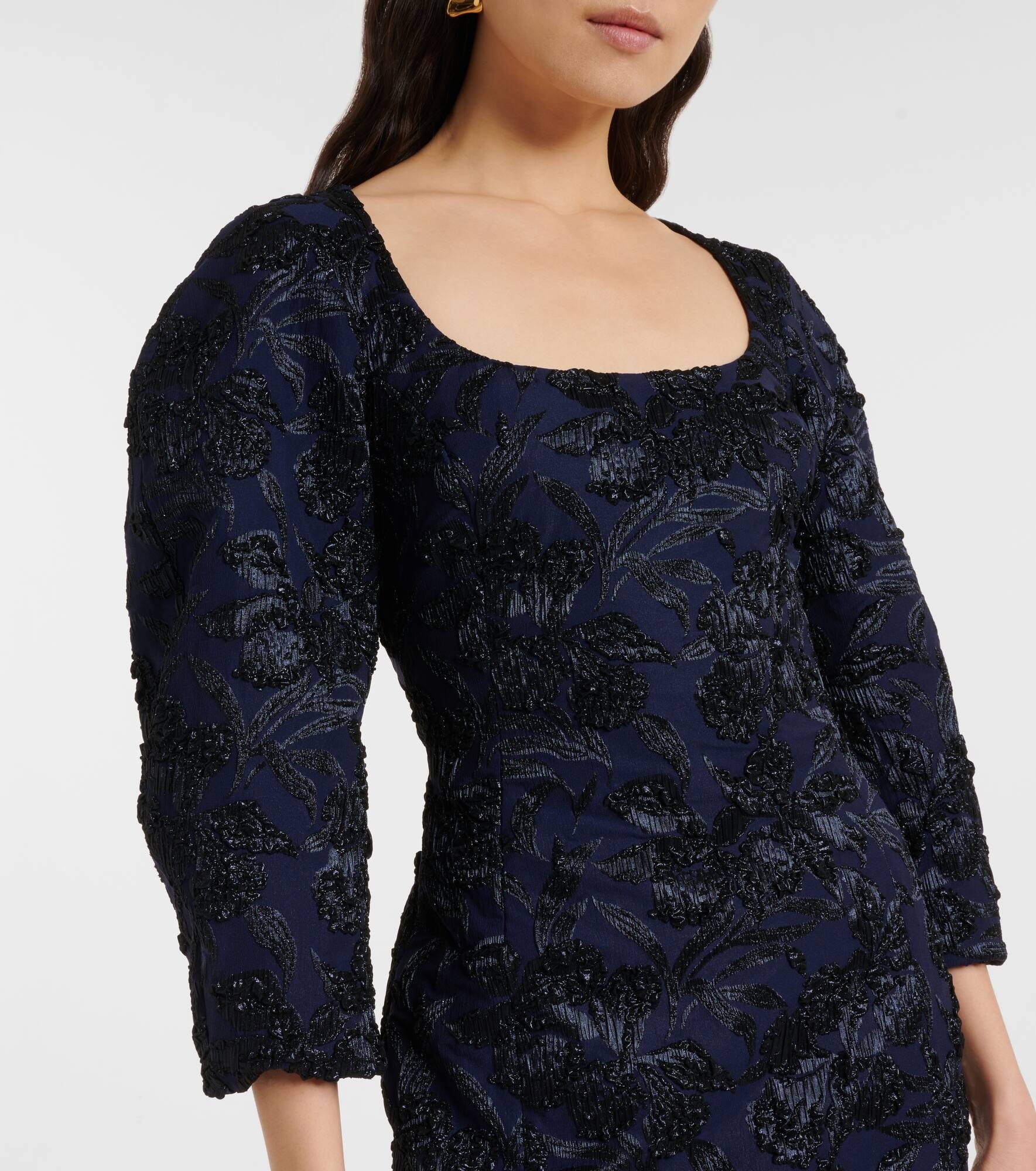 Floral metallic-effect jacquard gown - 4