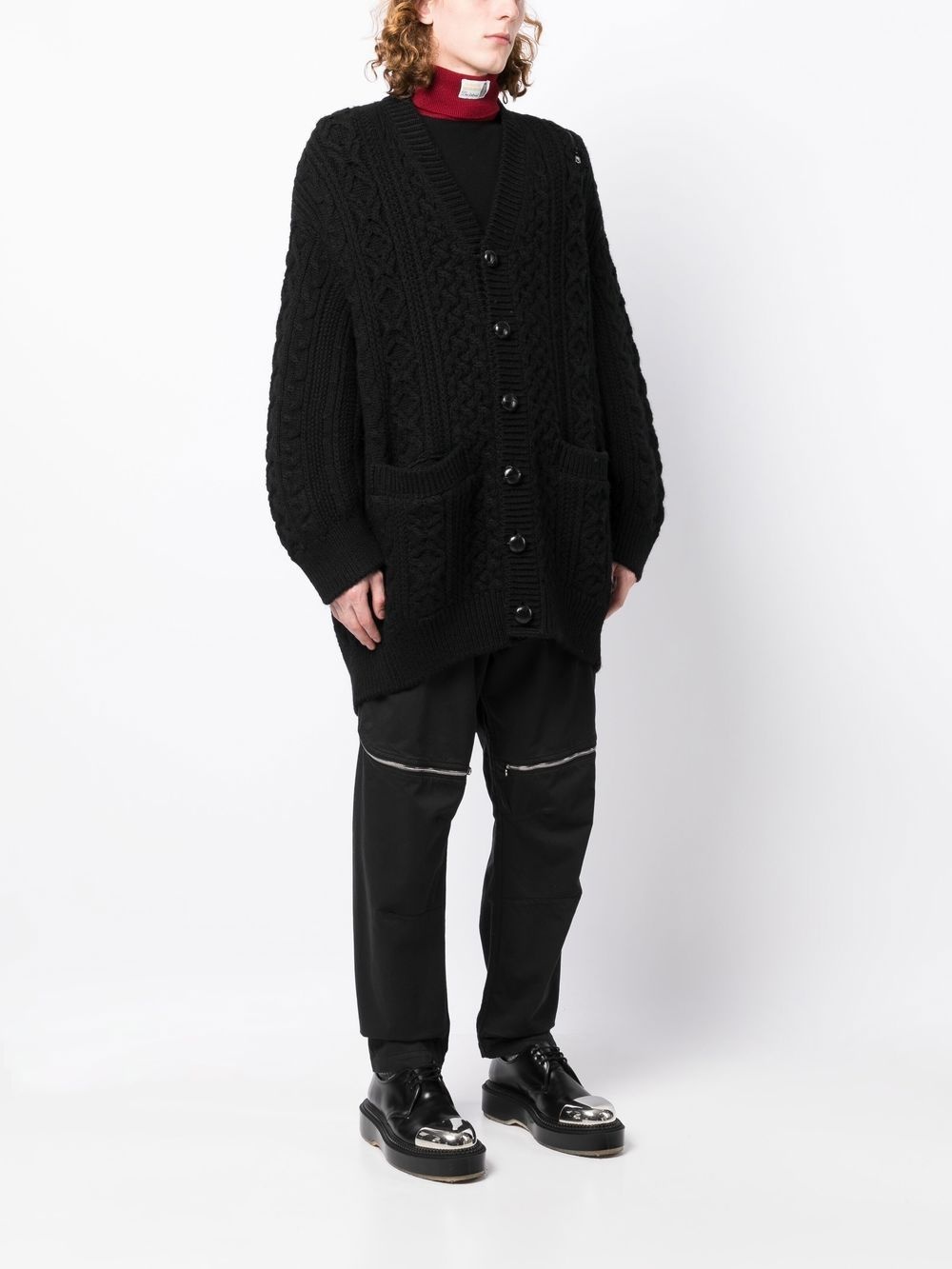 ZIP-DETAIL ARAN-KNIT CARDIGAN - 4