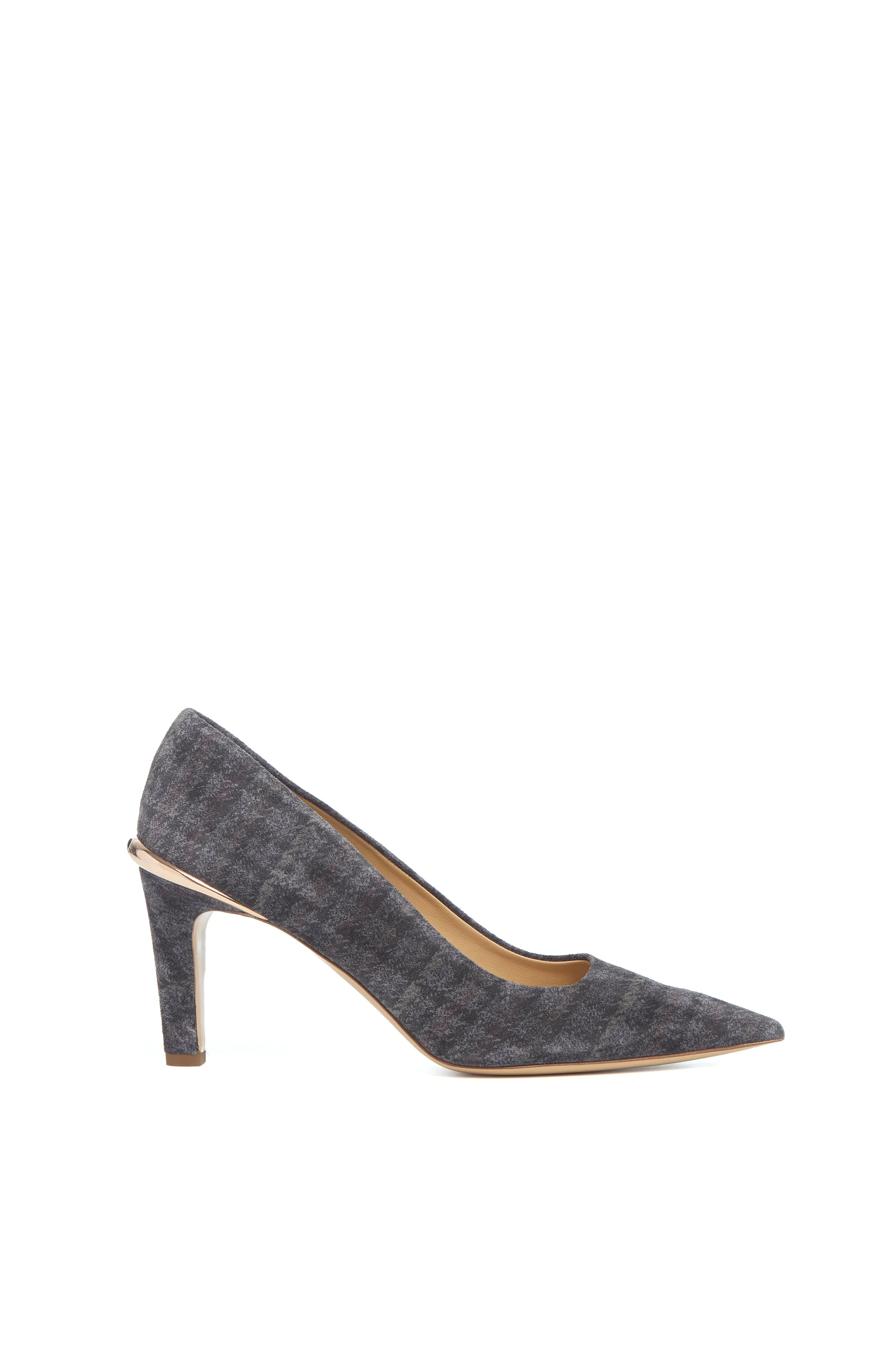 Edwina High Heel Stiletto Pump in Charcoal Multi Suede Houndstooth - 1