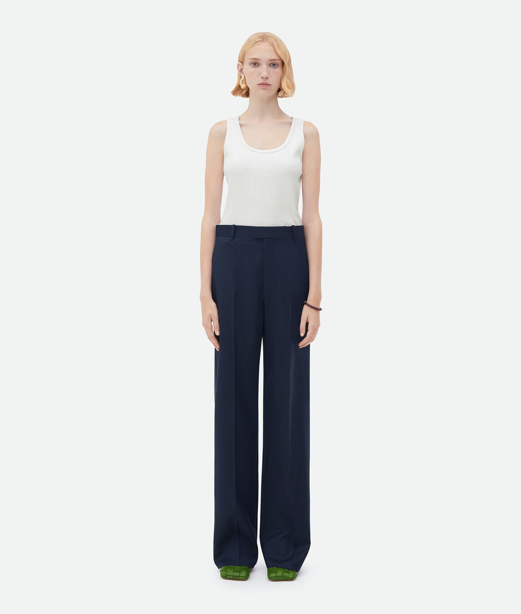 straight leg wool chevron pants - 1