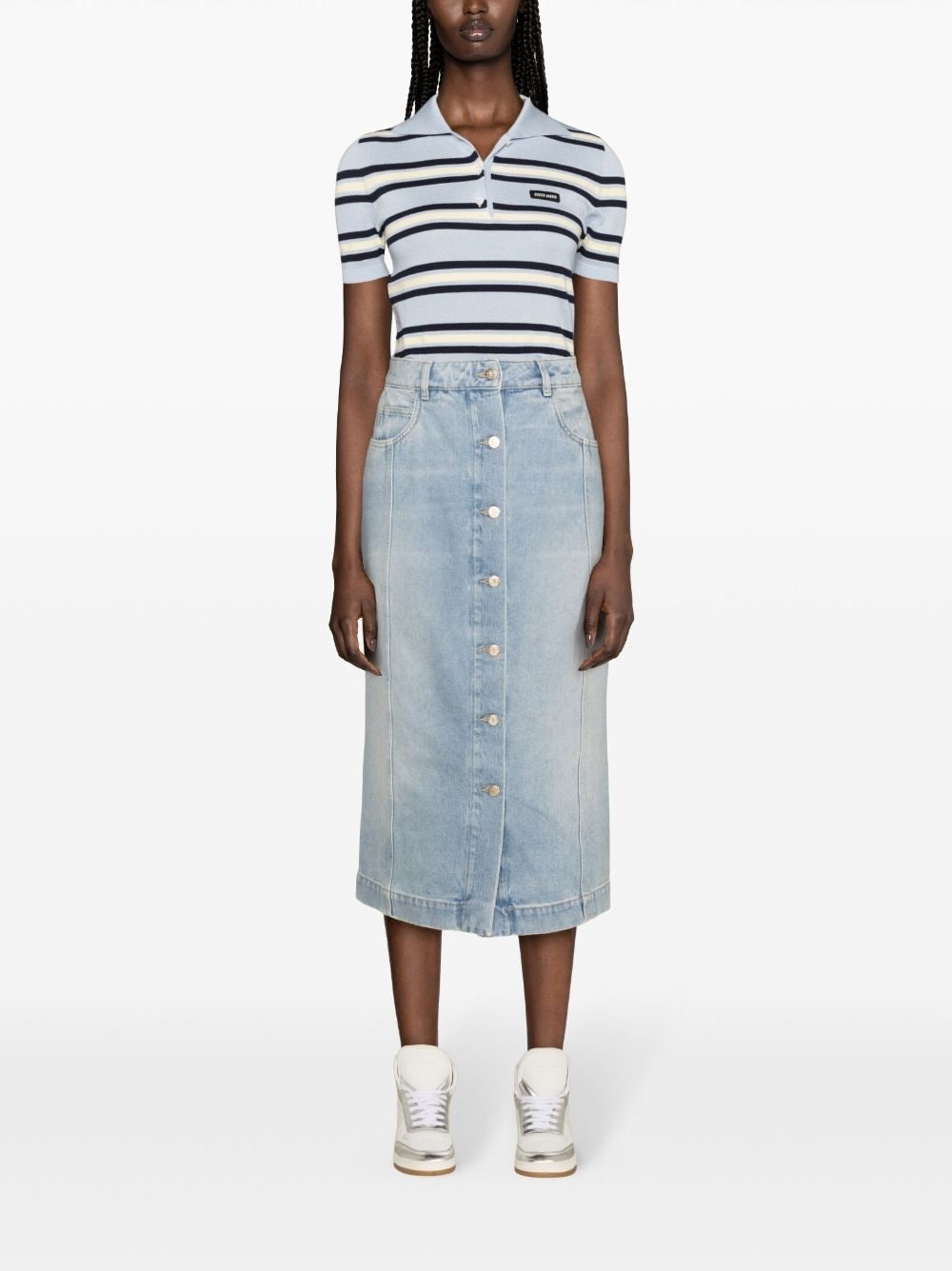 button-up denim midi skirt - 2