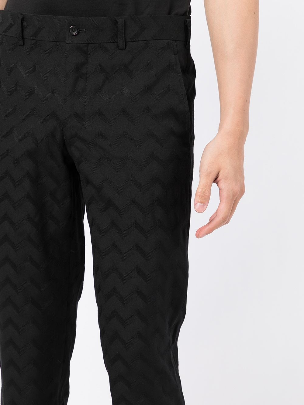 zig-zag print wool tailored trousers - 5