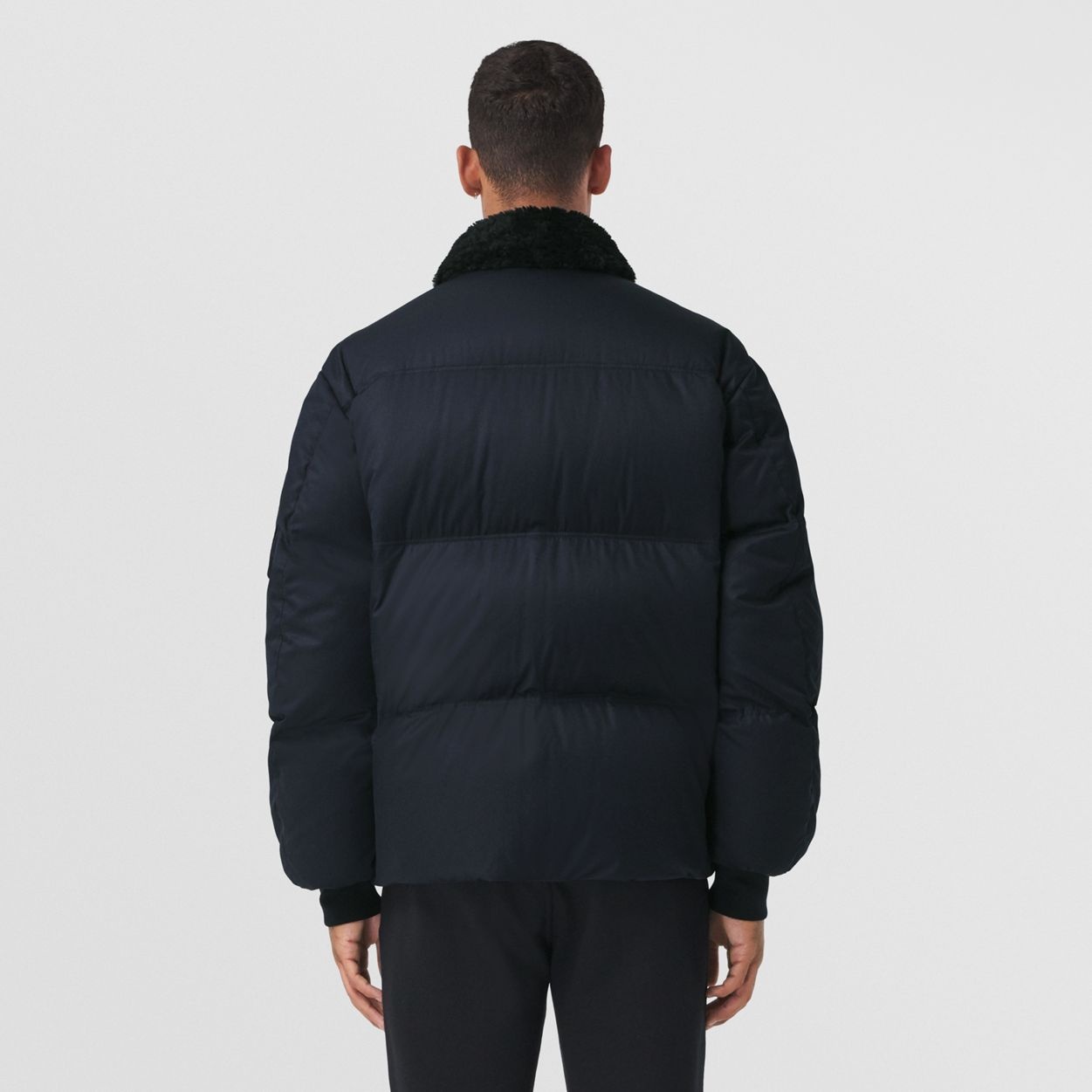 Shearling Collar Cotton Gabardine Puffer Jacket - 3