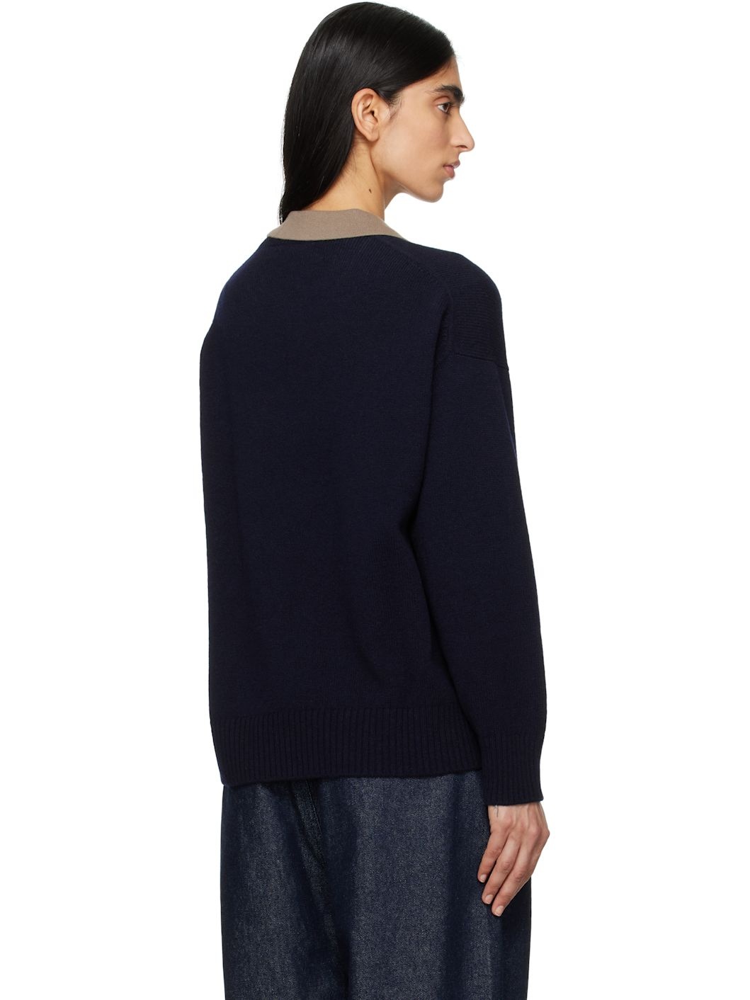 Navy Innes Slouch Crewneck Sweater - 3