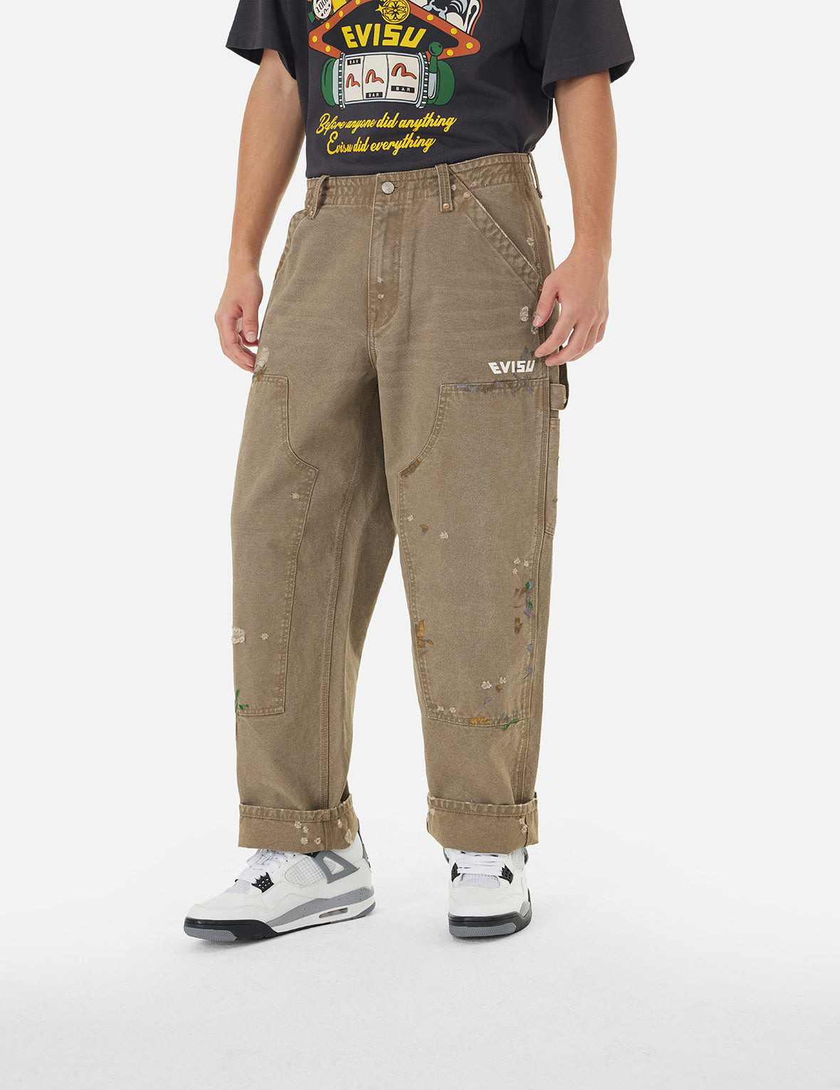 SEAGULL EMBROIDERY AND LOGO PRINT RELAX FIT WASHED PANTS - 6