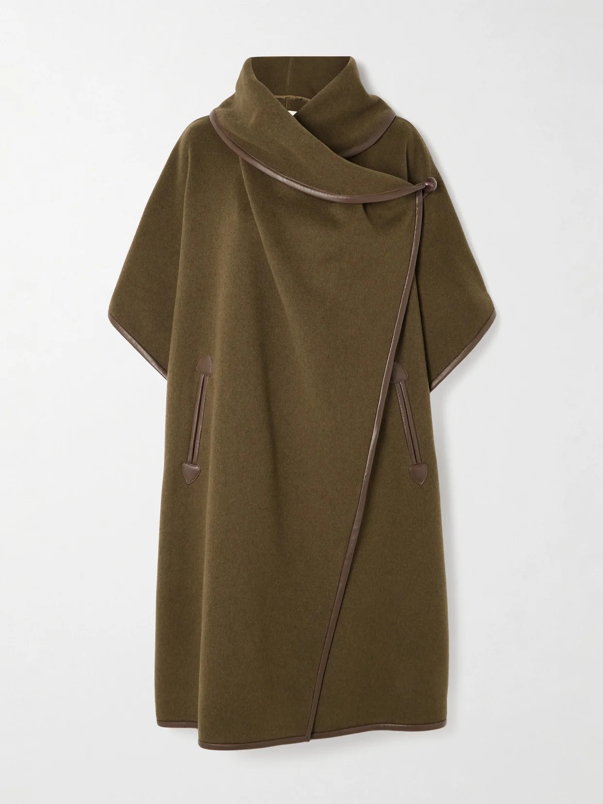 Azali Leather-trimmed Wool-blend Coat - 1