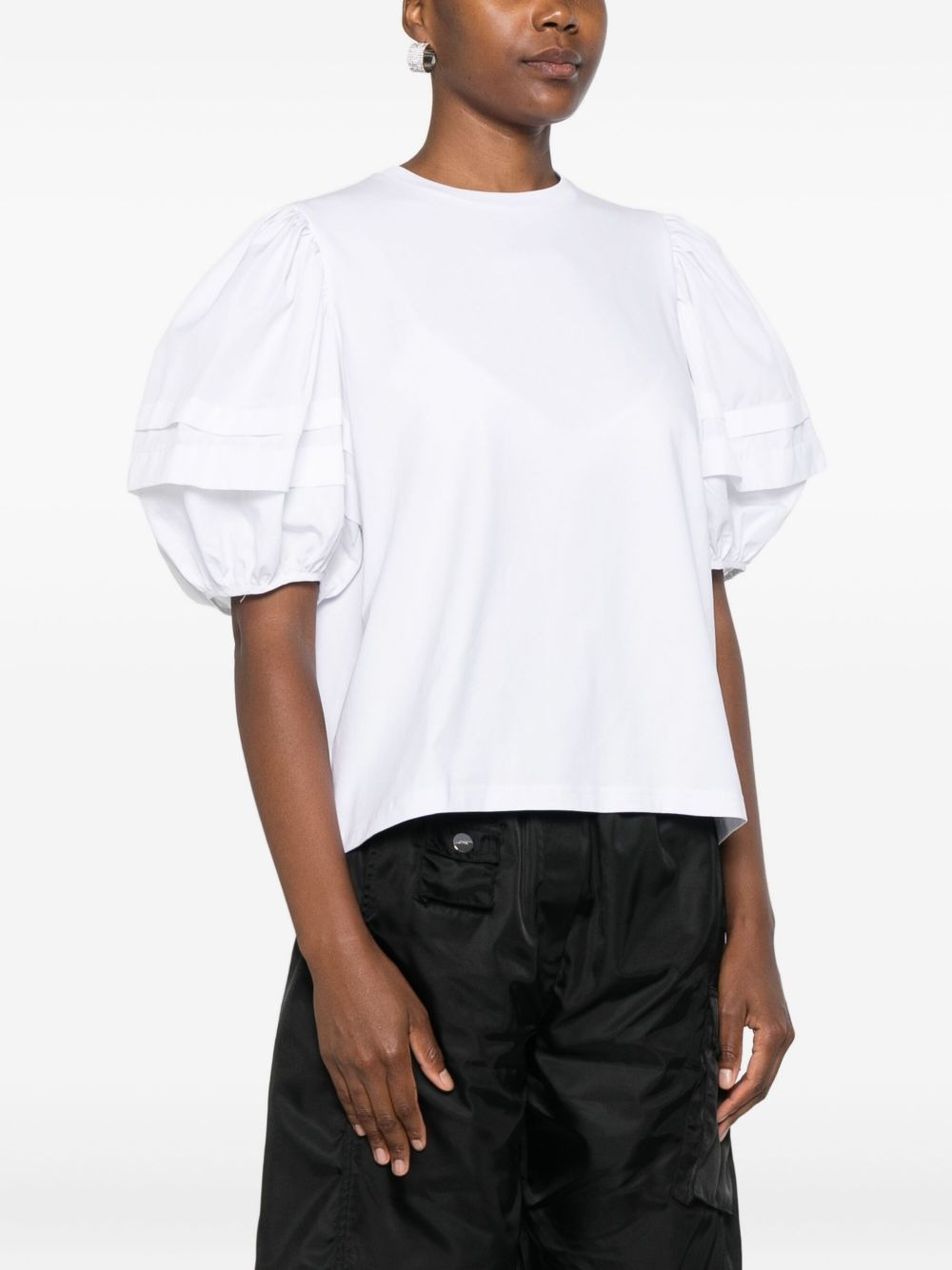 puff-sleeves cotton-blend top - 3