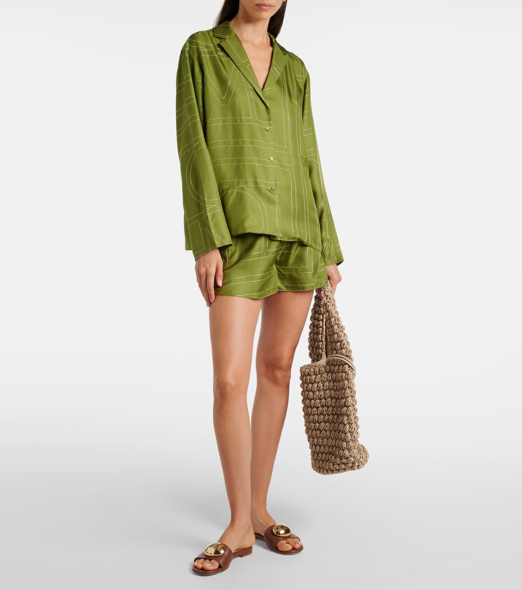 Monogram silk satin pajama shorts - 2