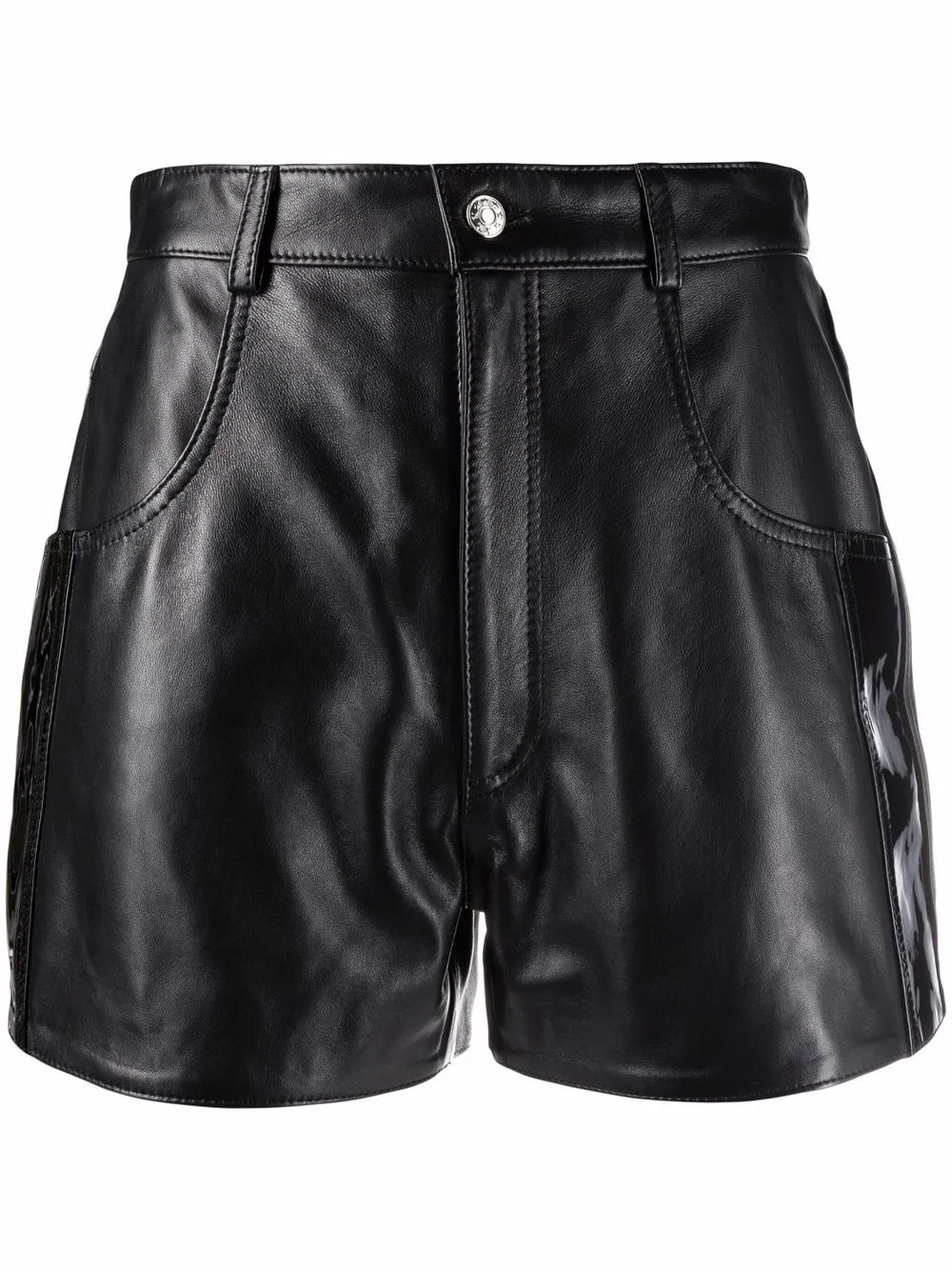 high-waisted leather shorts - 1