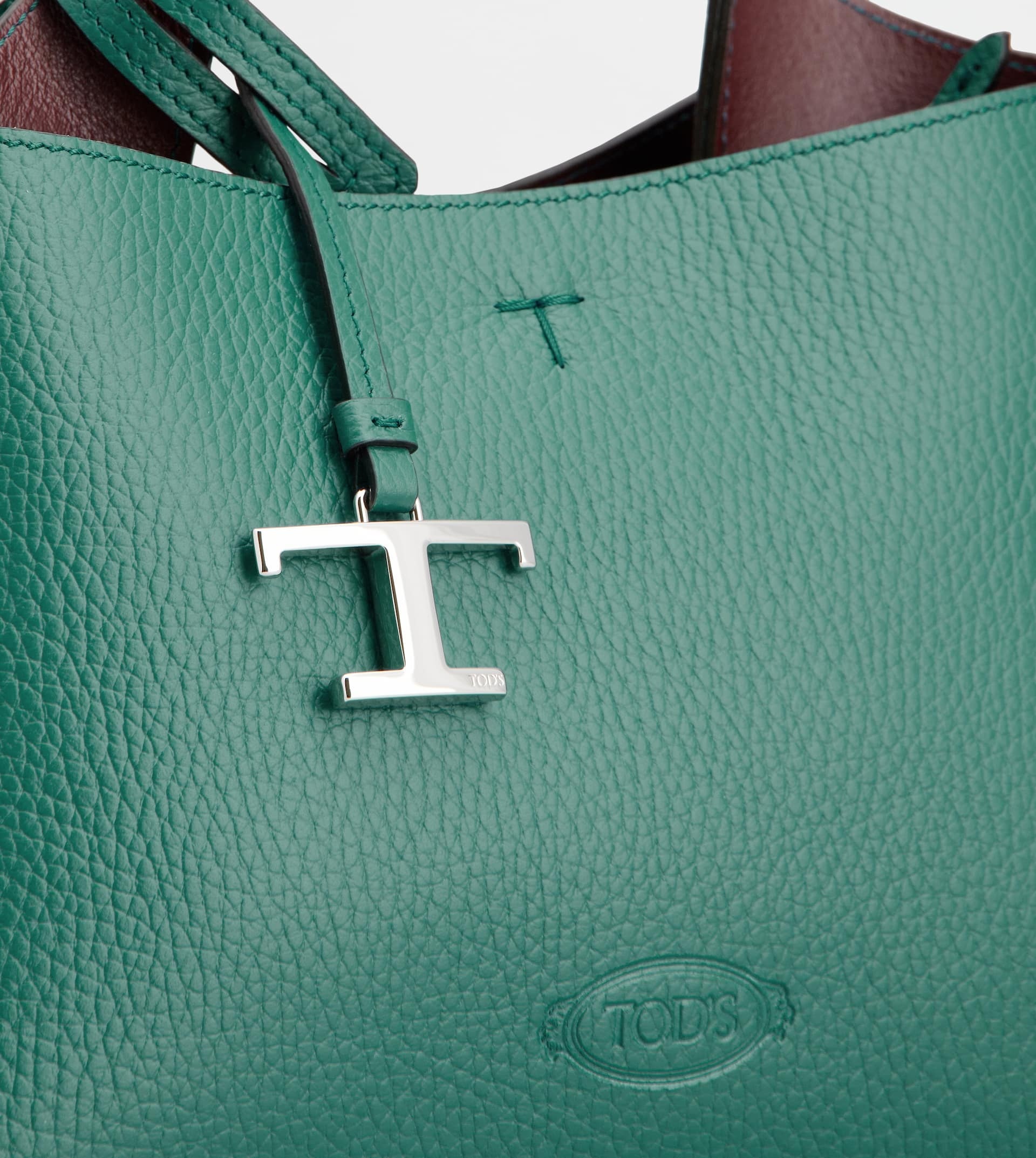 BAG IN LEATHER MICRO - BURGUNDY, GREEN - 5