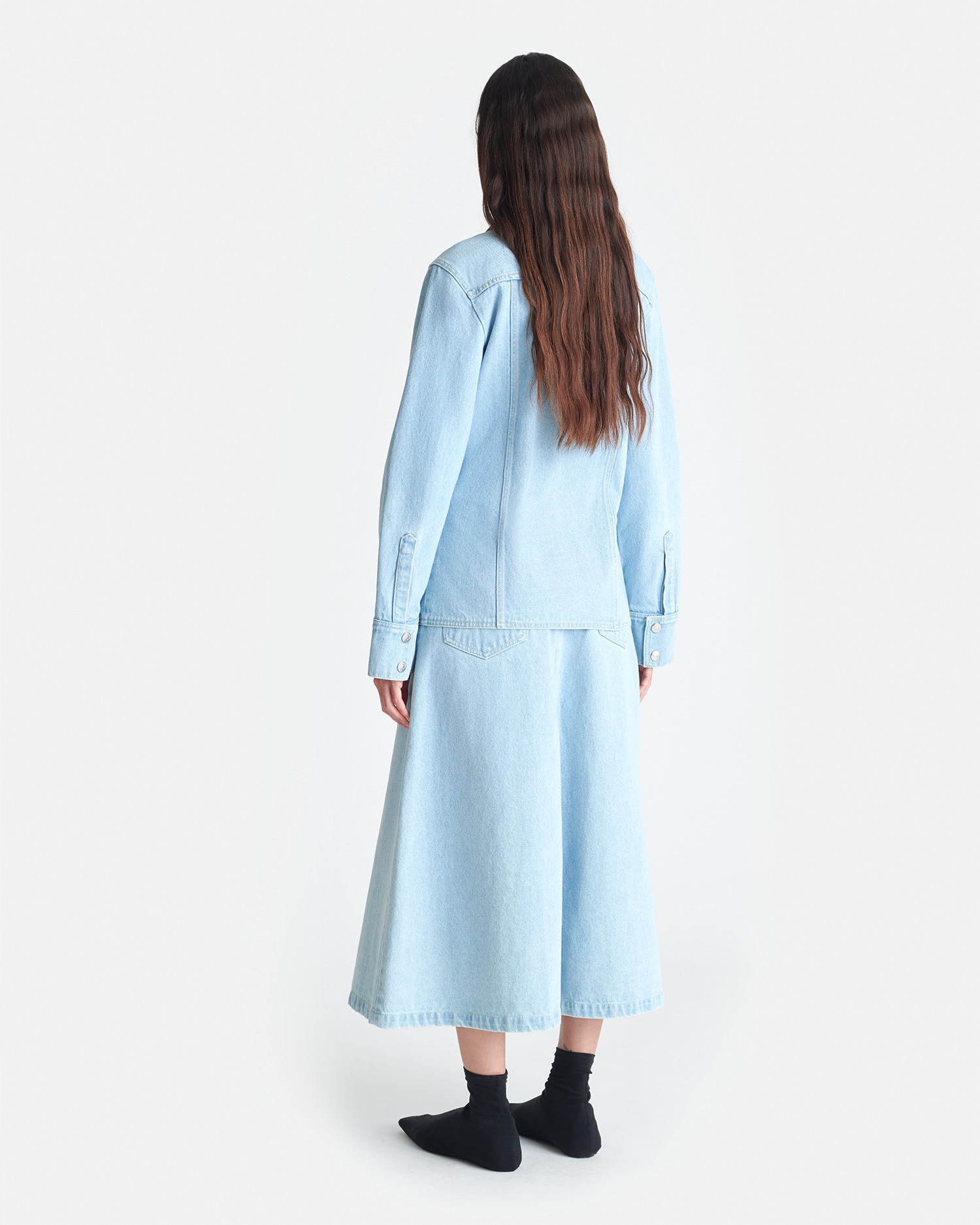 Denim Midi Skirt - 4