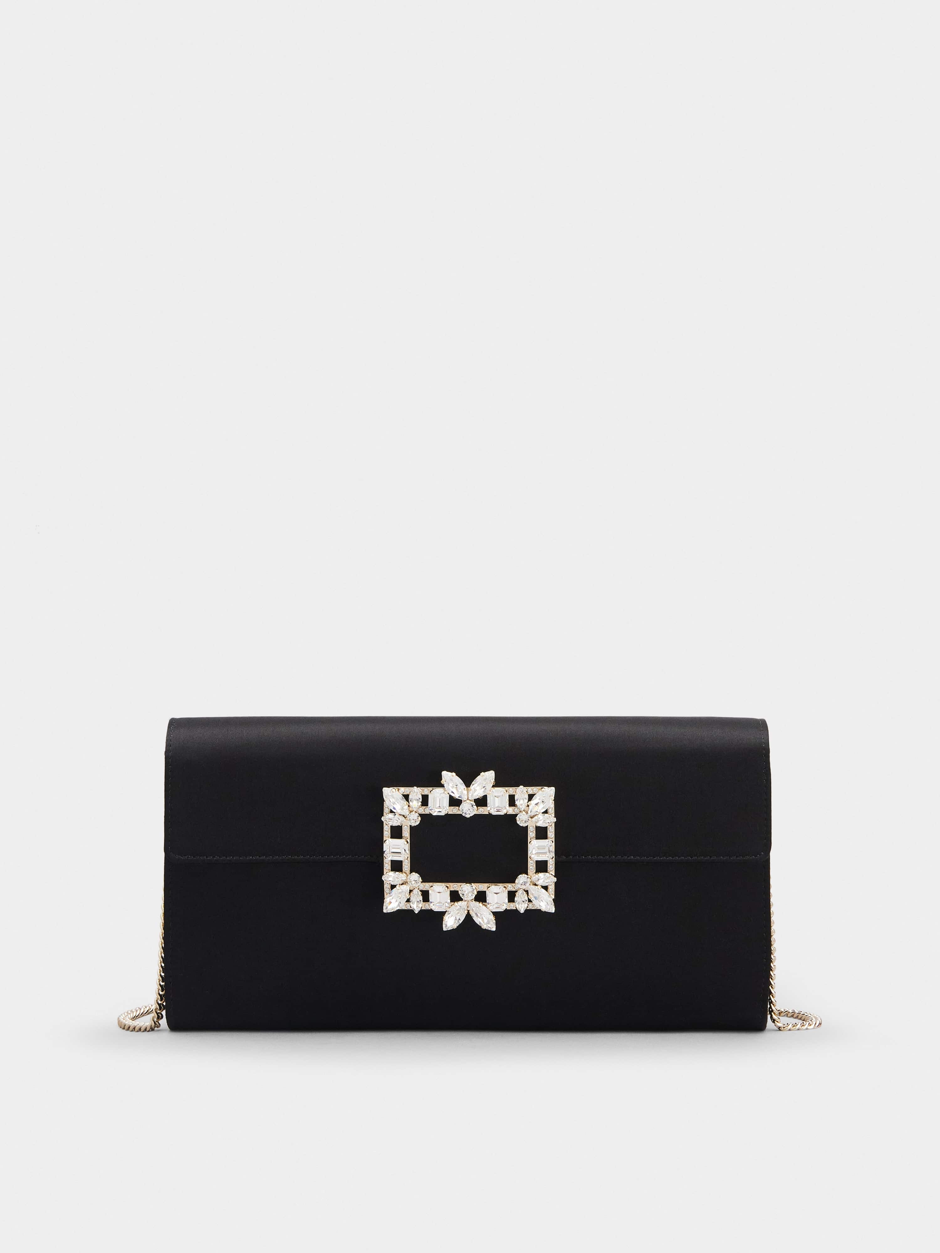 Broche Vivier Buckle Clutch in Satin - 1