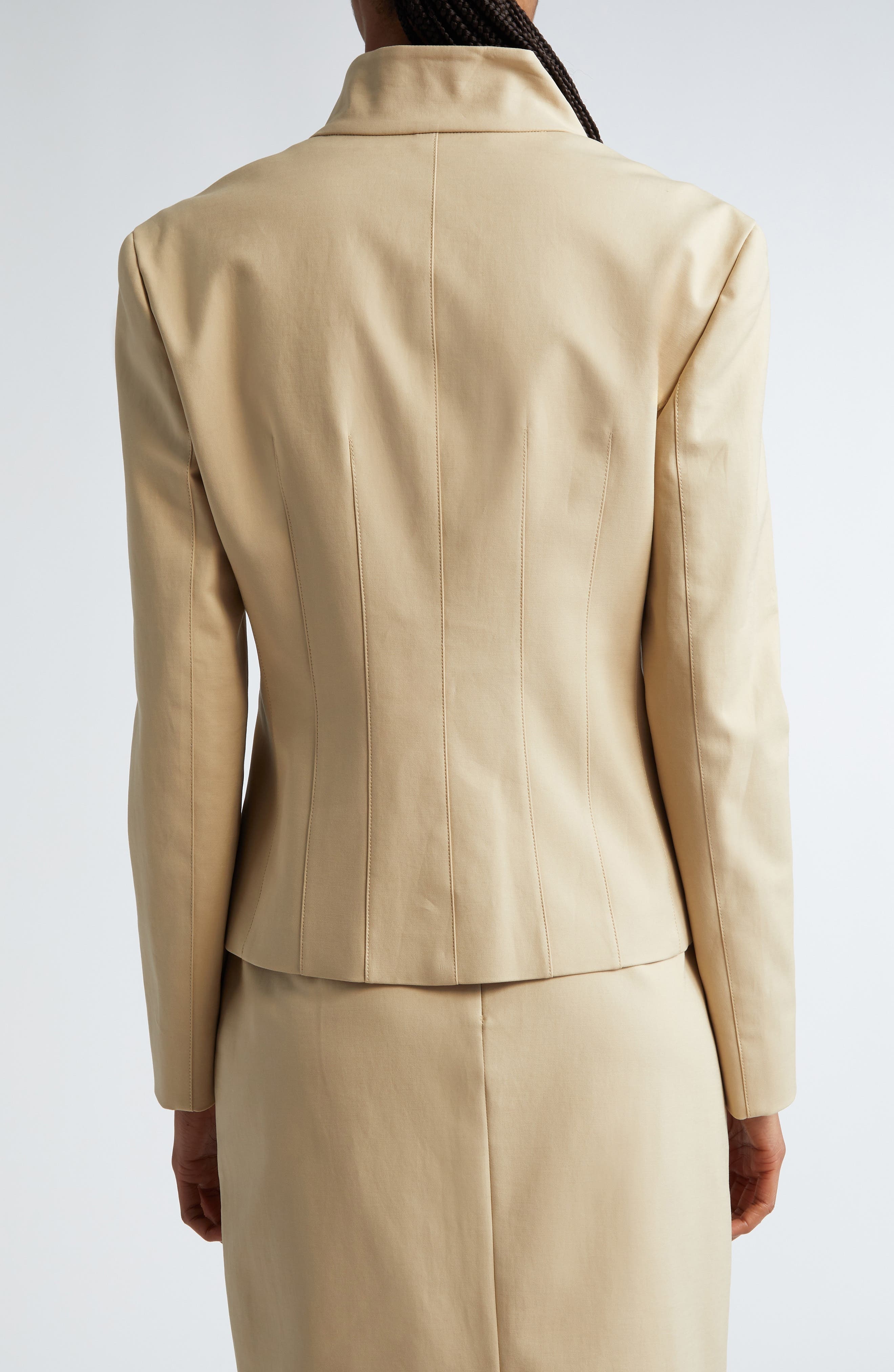 Max Mara Olindo Tailored Stretch Jacket in Ecru at Nordstrom - 3