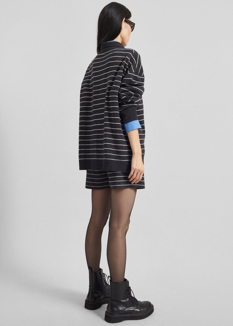 Nolma Knit Shorts - Grey/White Stripe 8