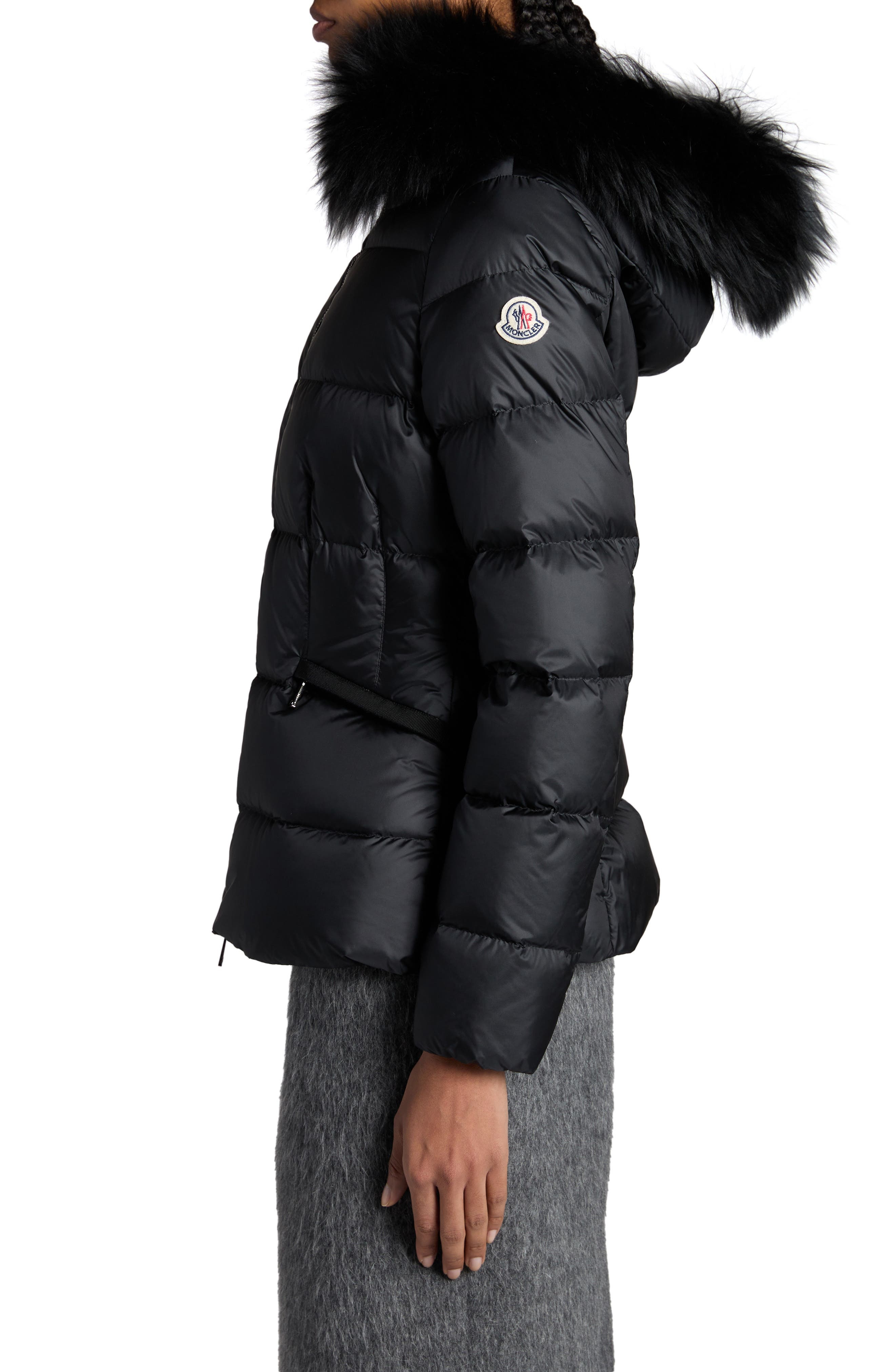 Moncler Boed Down Puffer Jacket with Genuine Shearling Trim in Black at Nordstrom - 4