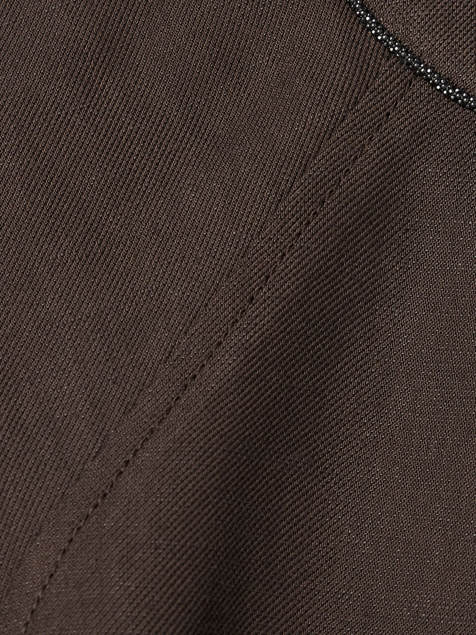Bead-embellished twill mini dress Dark brown - 4