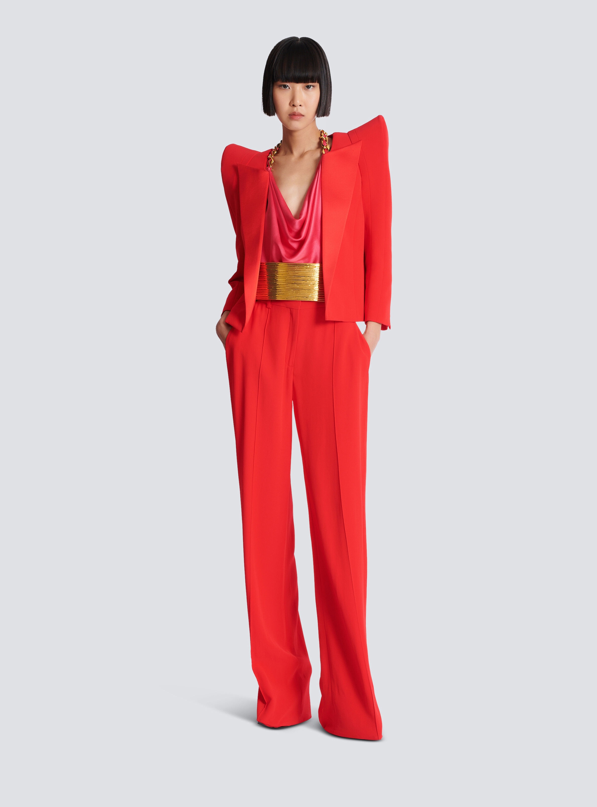 Crepe straight-leg tailored trousers - 2
