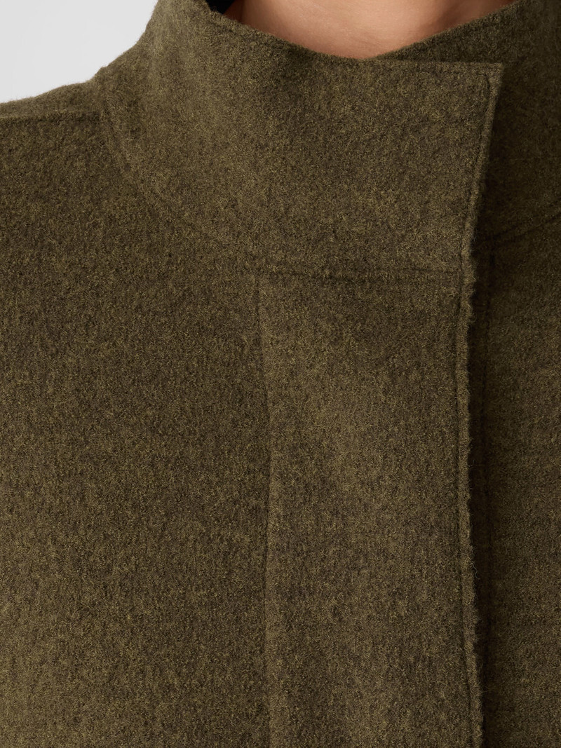 Lightweight Boiled Wool Stand Collar Jacket in Regenerative Wool 5