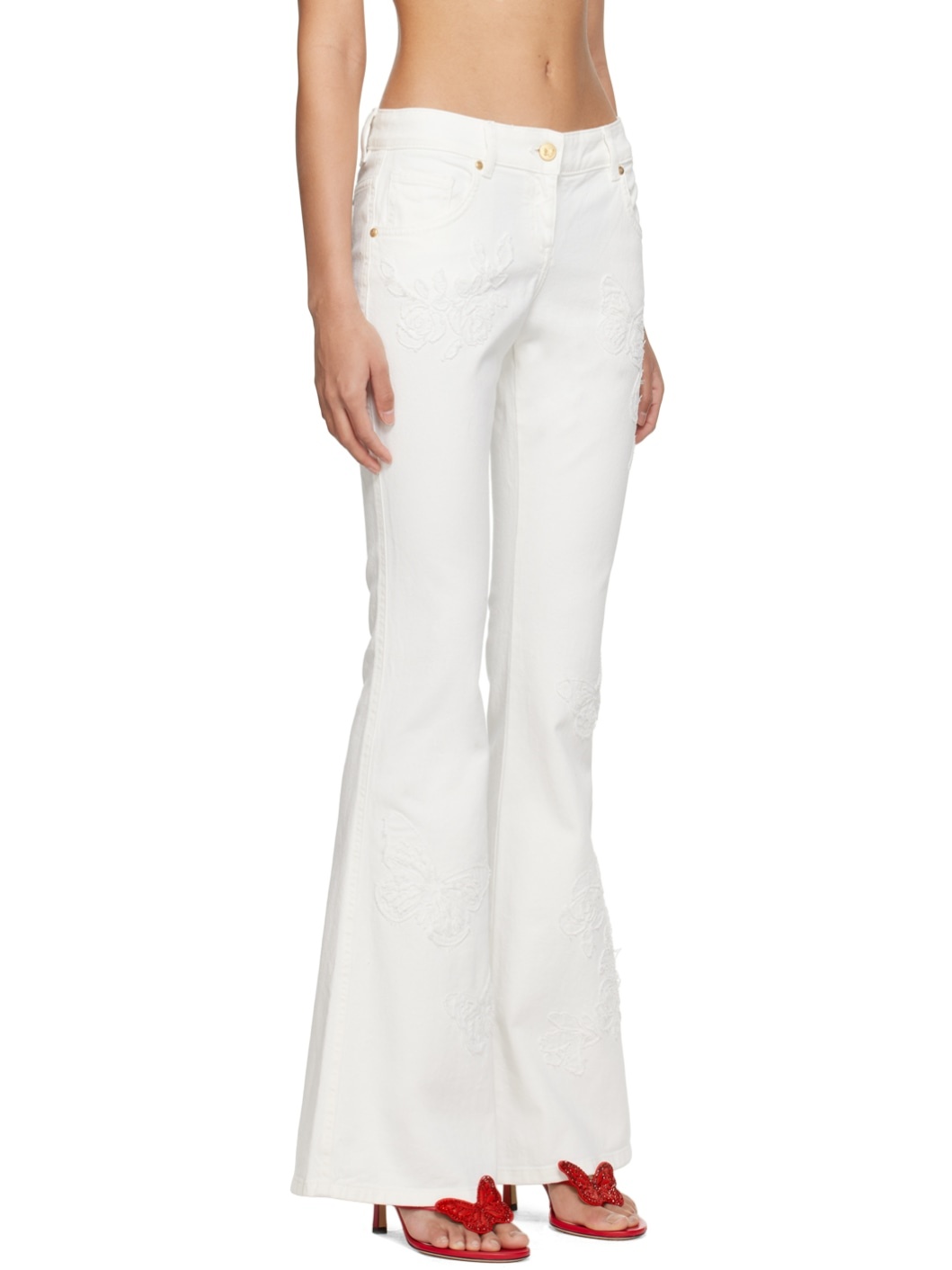 White Straight-Leg Jeans - 2