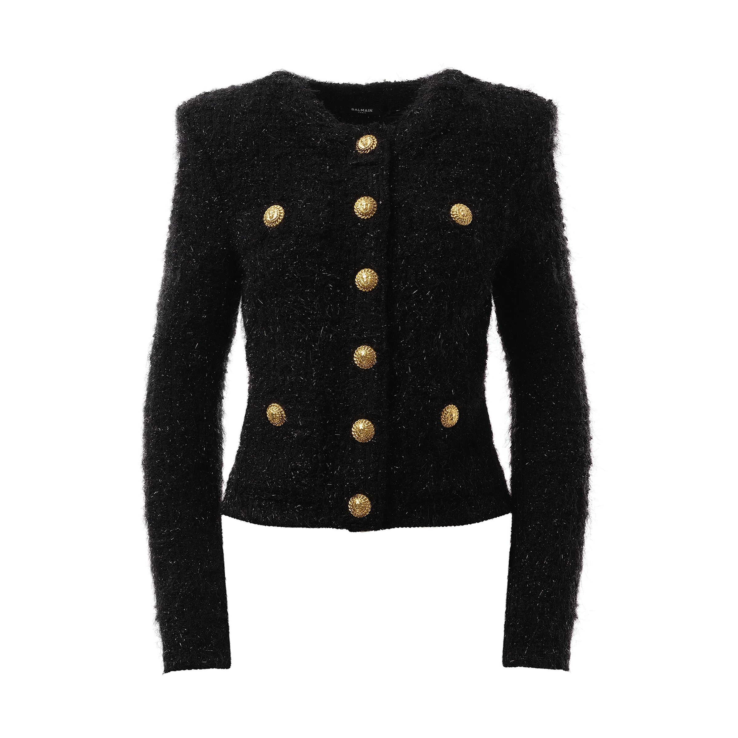 ジャケット BALMAIN BUTTONED MAZE TWEED JACKET (DF1SK249KG43 0PA NOIR) Balmain Buttoned Maze Tweed Jacket In Black | ModeSens