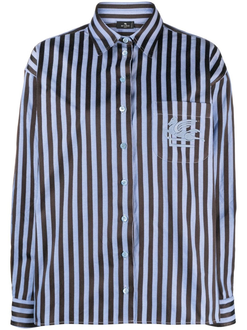 Pegaso-embroidered striped shirt 1