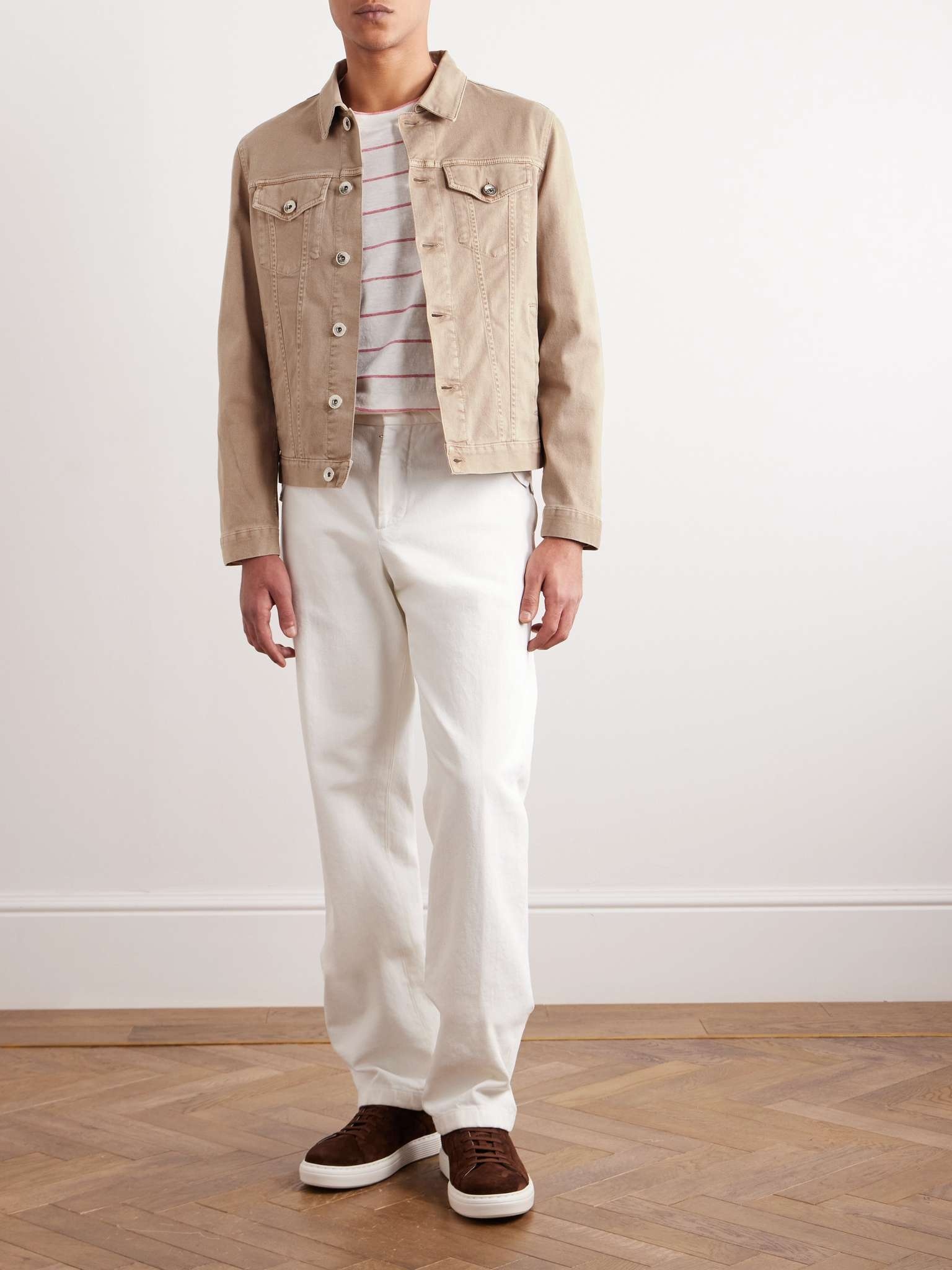 ジャケット BRUNELLO CUCINELLI Four-pocket jacket in garment-dyed cotton Denim jacket for Man in Cream | Brunello Cucinelli
