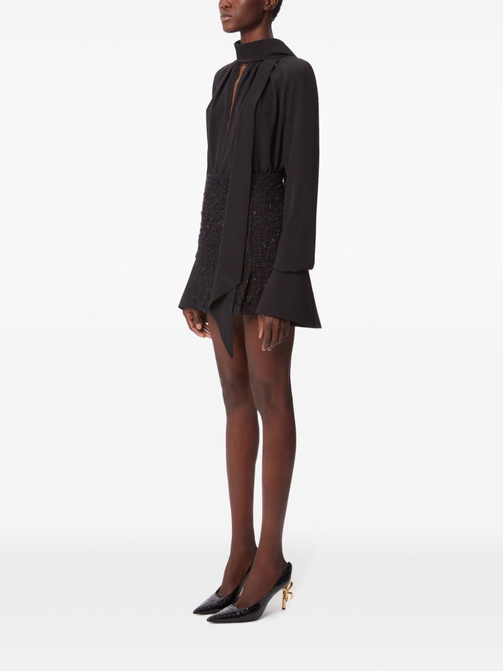 frayed tweed mini skirt - 3