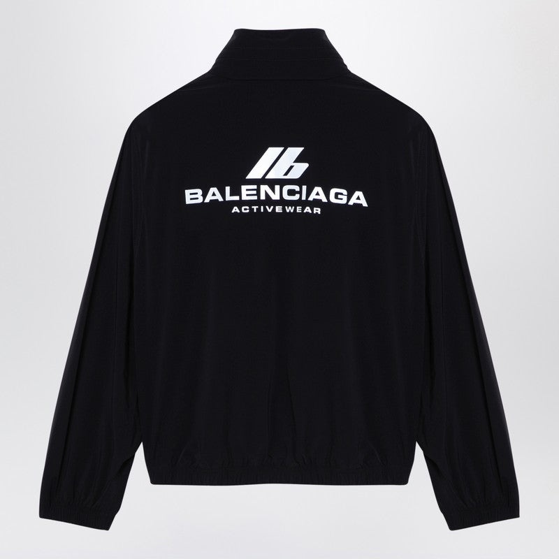 Balenciaga Shrunk Activewear Black Stretch Nylon Windbreaker Jacket Women - 2